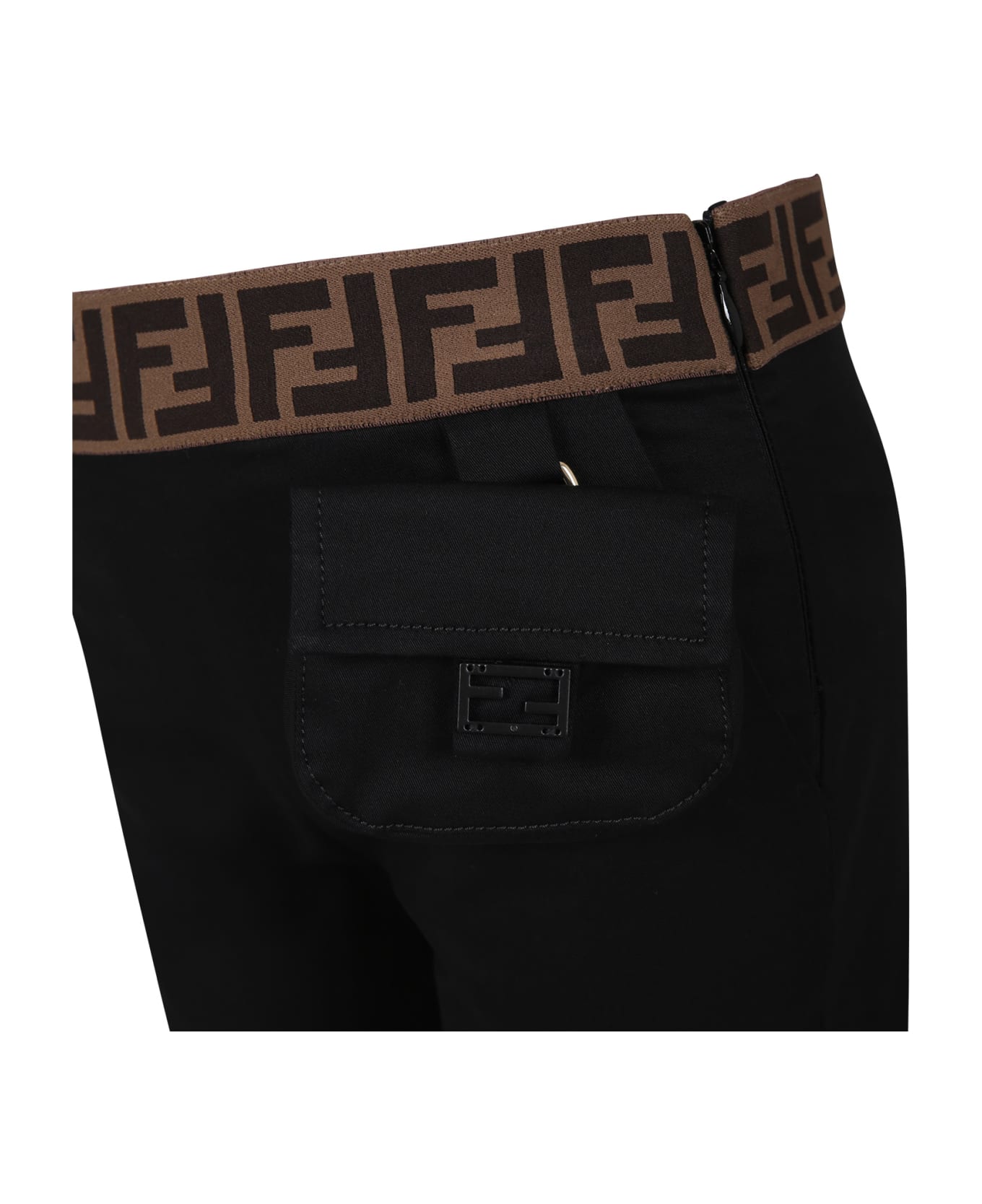 Fendi Black Trousers Fro Girl With Ff - Black
