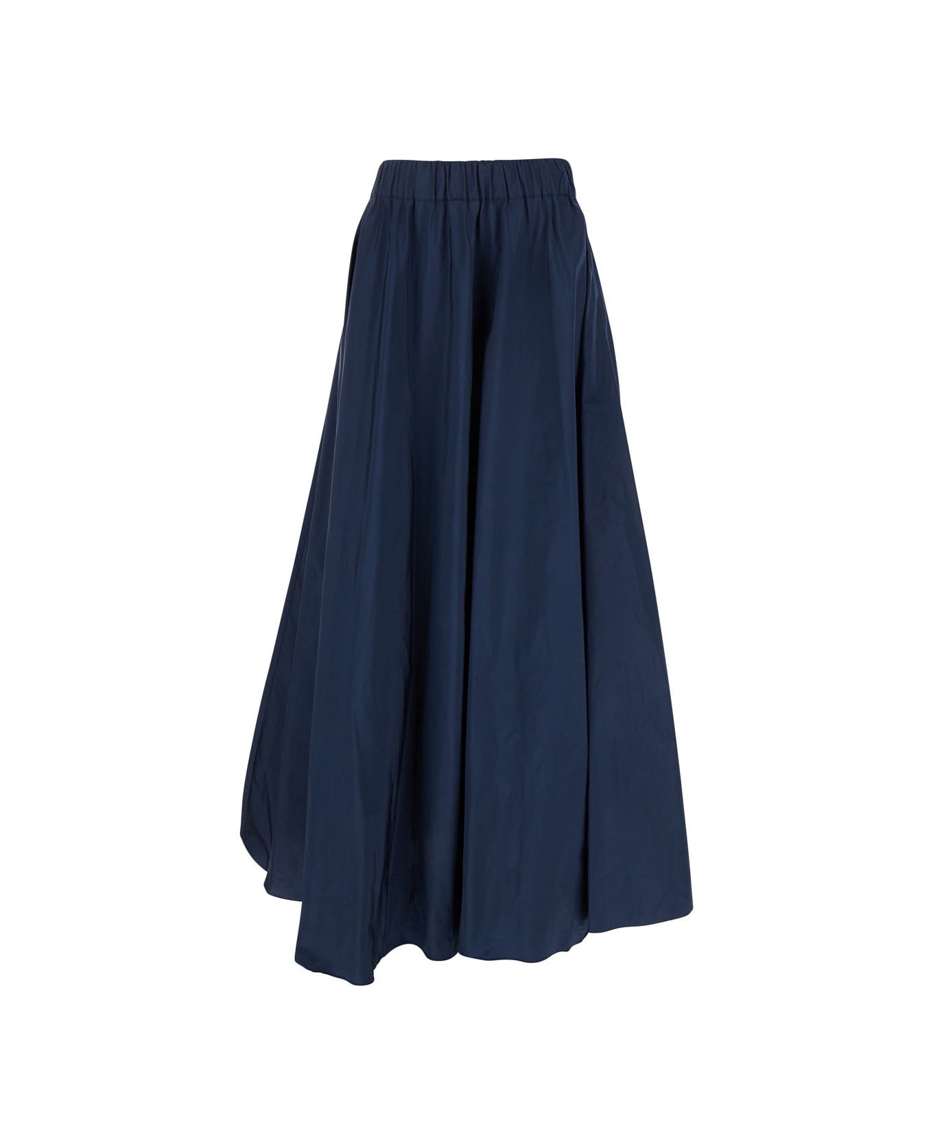 Parosh Midi Skirt With Elastic Waist And Ruffle Design - Blue