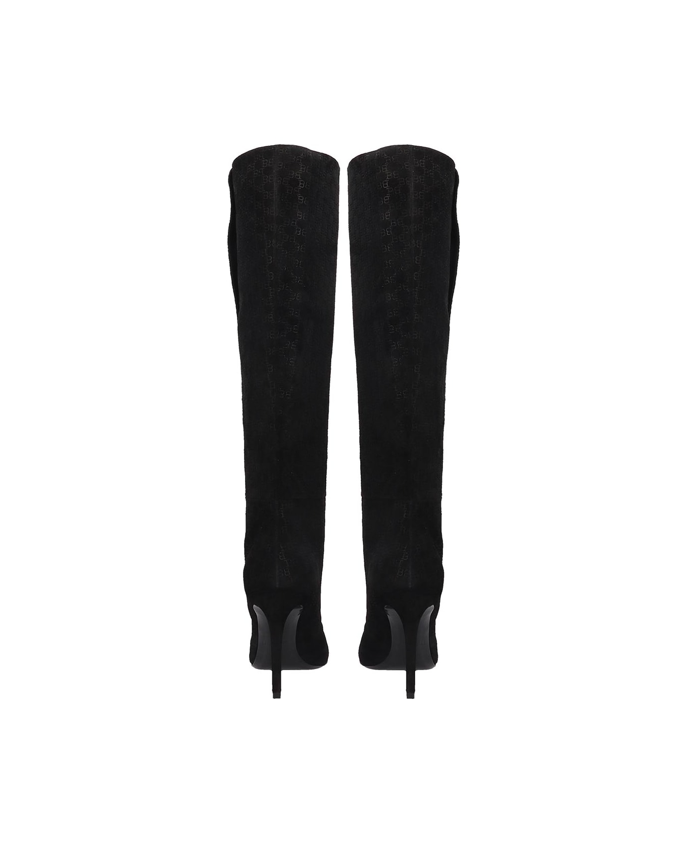 Balmain High Heels Boots In Black Suede - black
