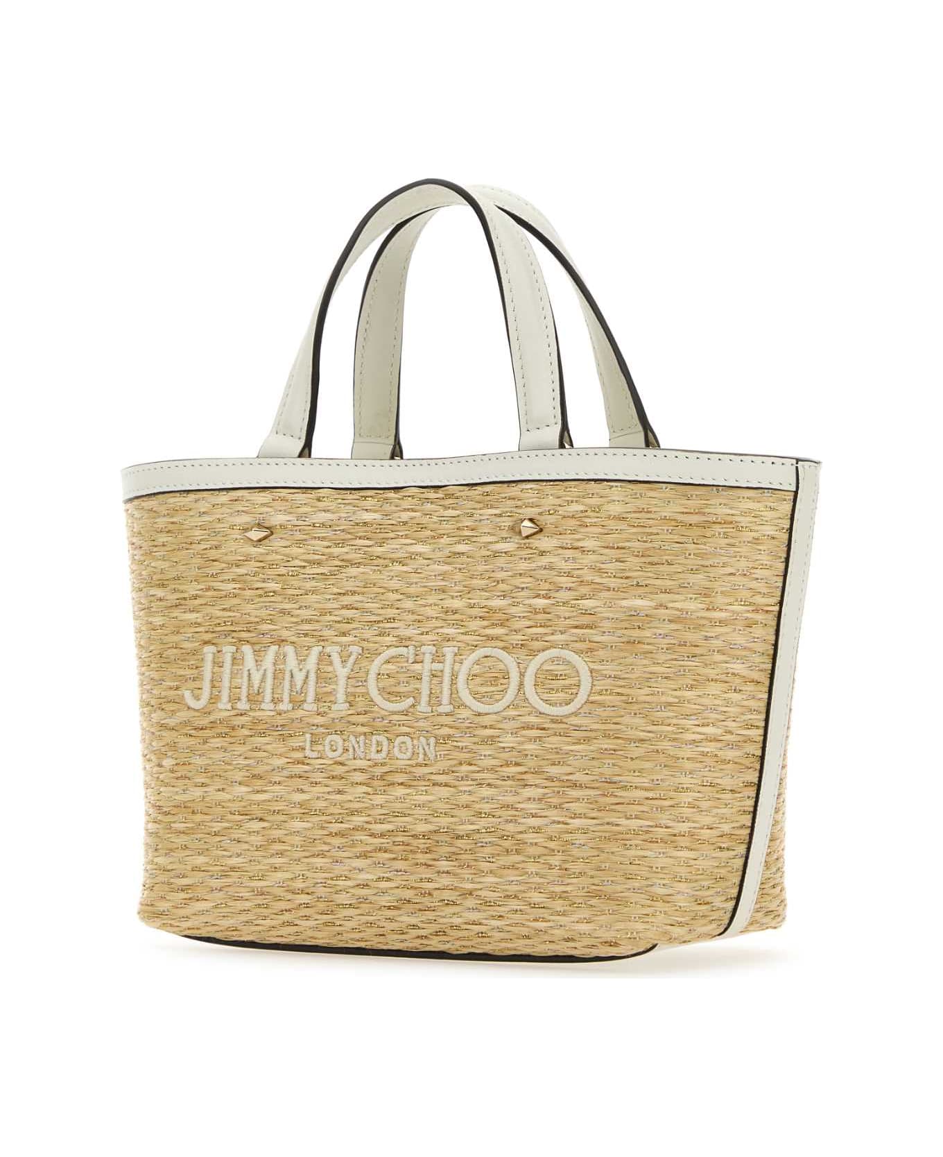 Jimmy Choo Beige Raffia Mini Marli Handbag - NATURALLIGHTGOLD