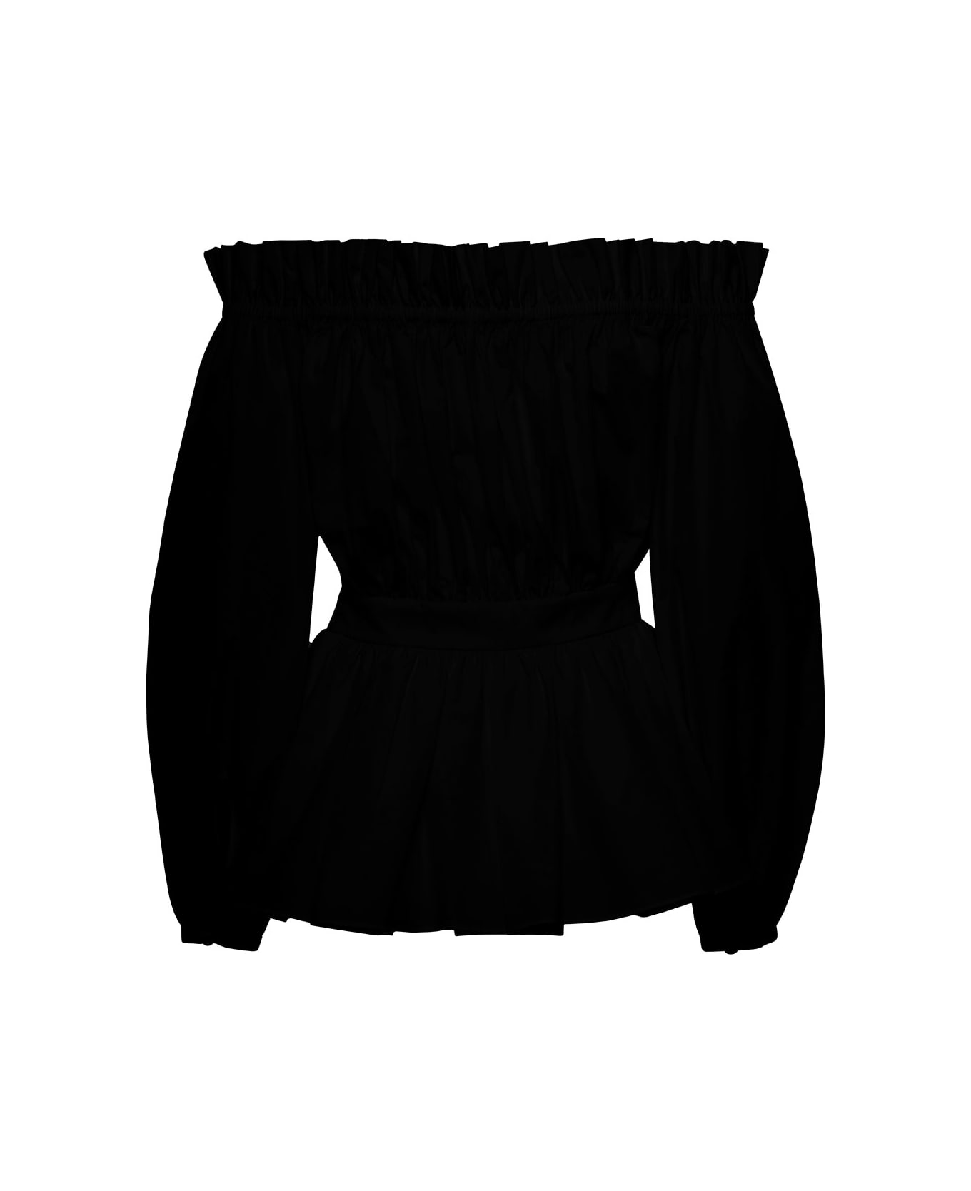 Alexander McQueen Black Off-the-shoulders Blouse With Gatherings In Cotton Woman - Black