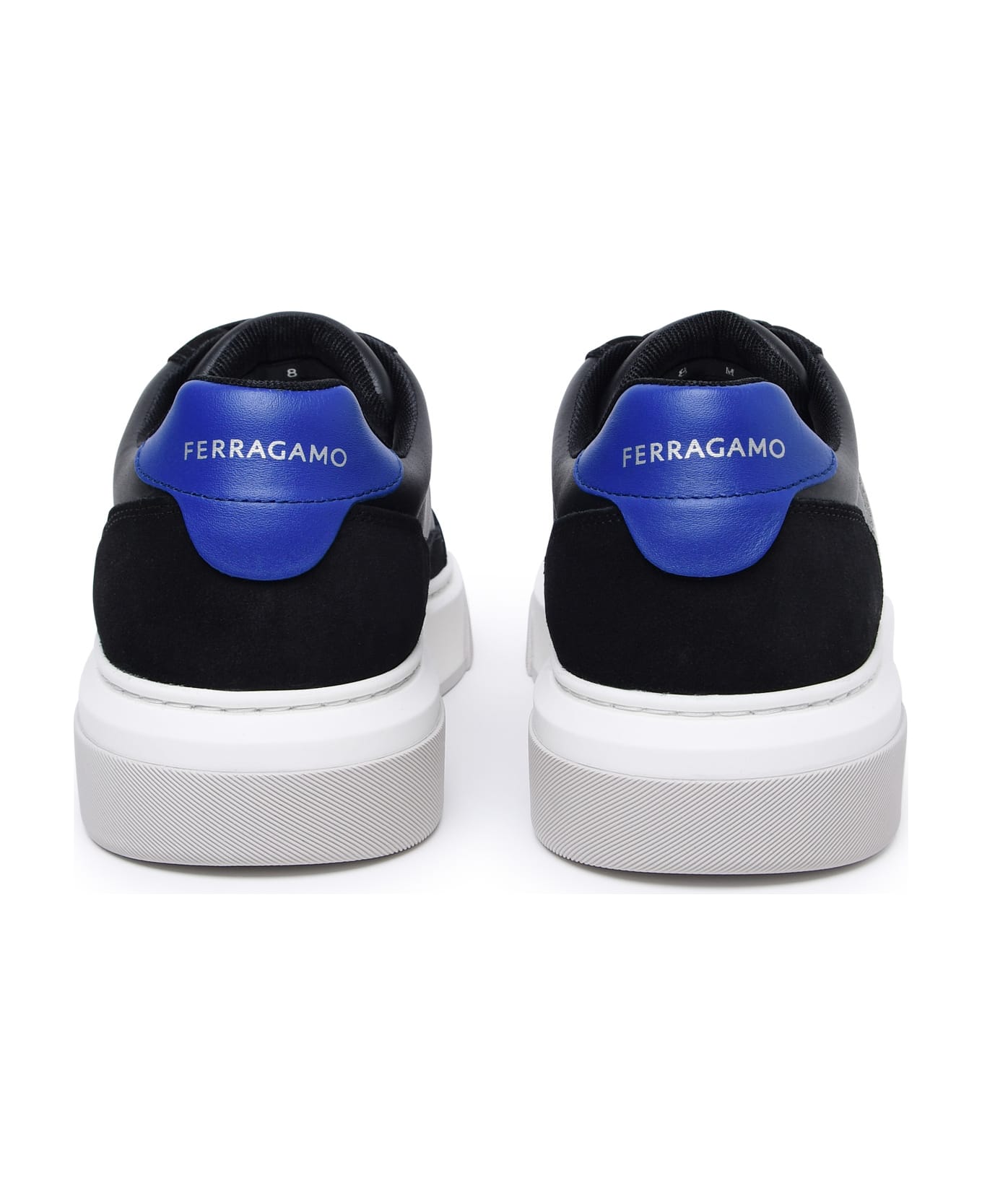 Ferragamo 'cassina' Black Leather Blend Sneakers - Black