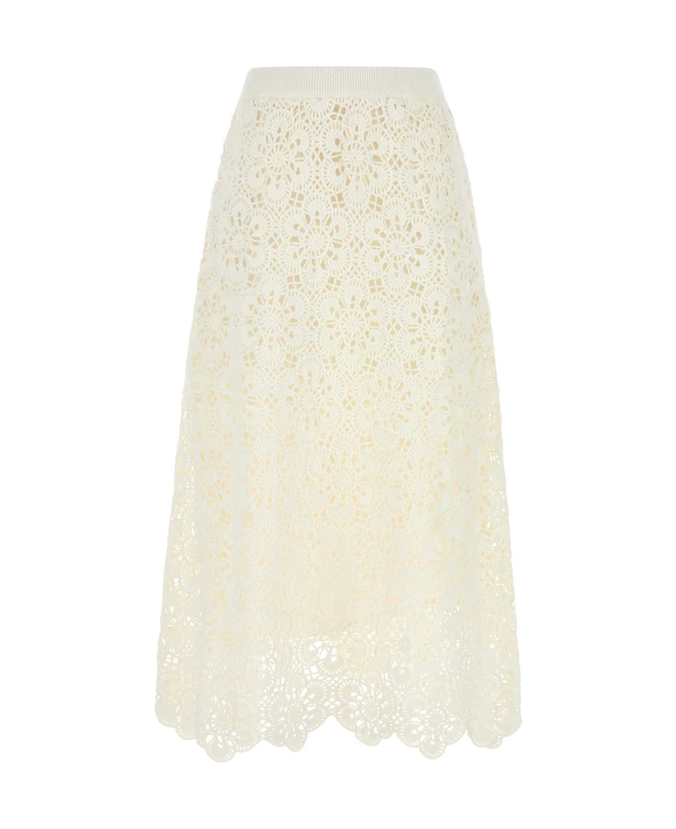 Farm Rio White Crochet Skirt - OFFWHITE