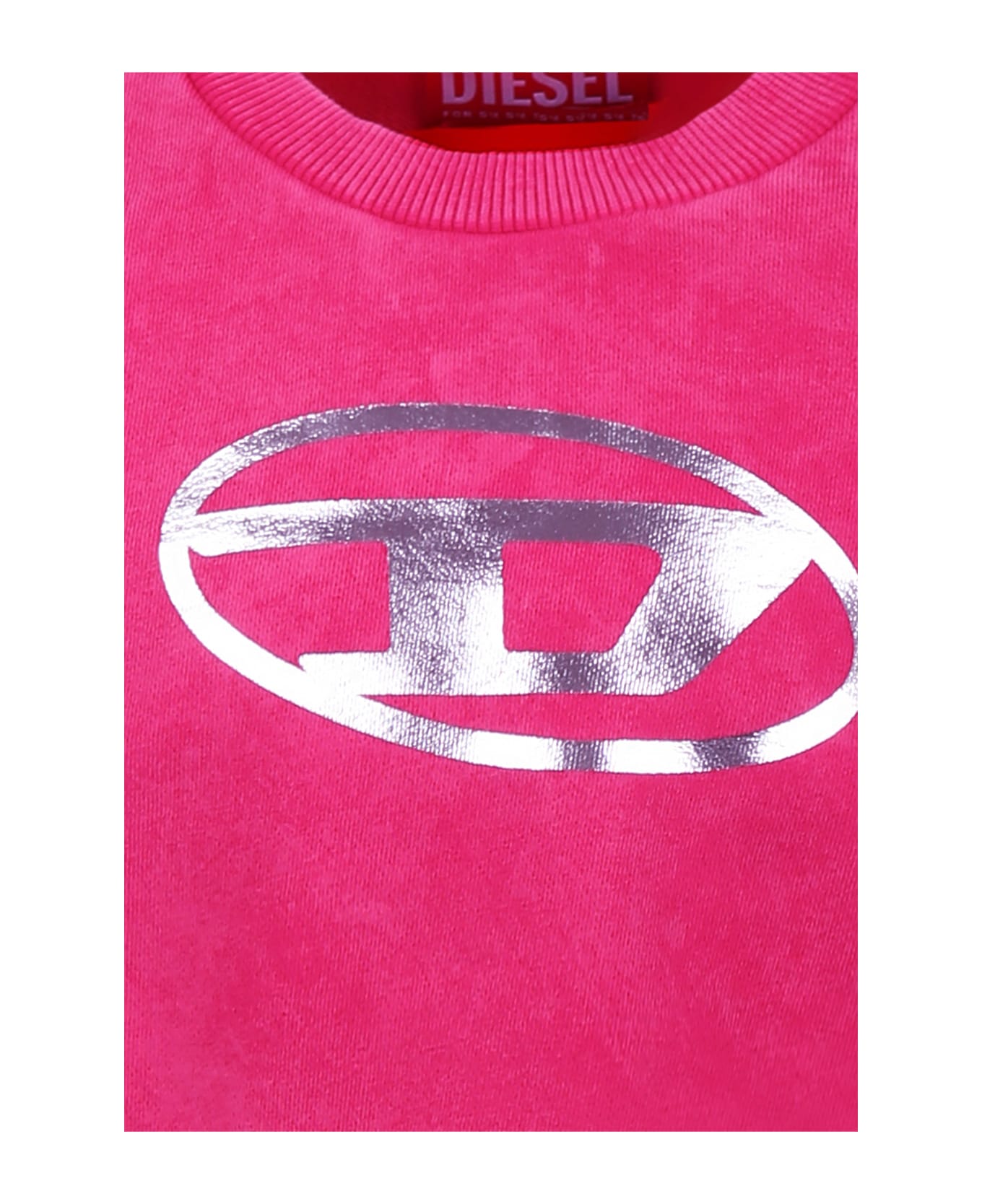 Diesel Fuchsia Crop Sweatshirt For Girl With Logo - Fuchsia