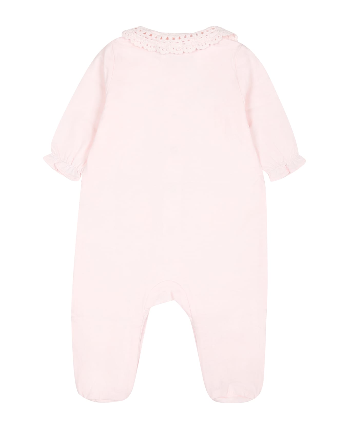 Tartine et Chocolat Pink Babygrown For Baby Girl With Macramé Lace - Pink