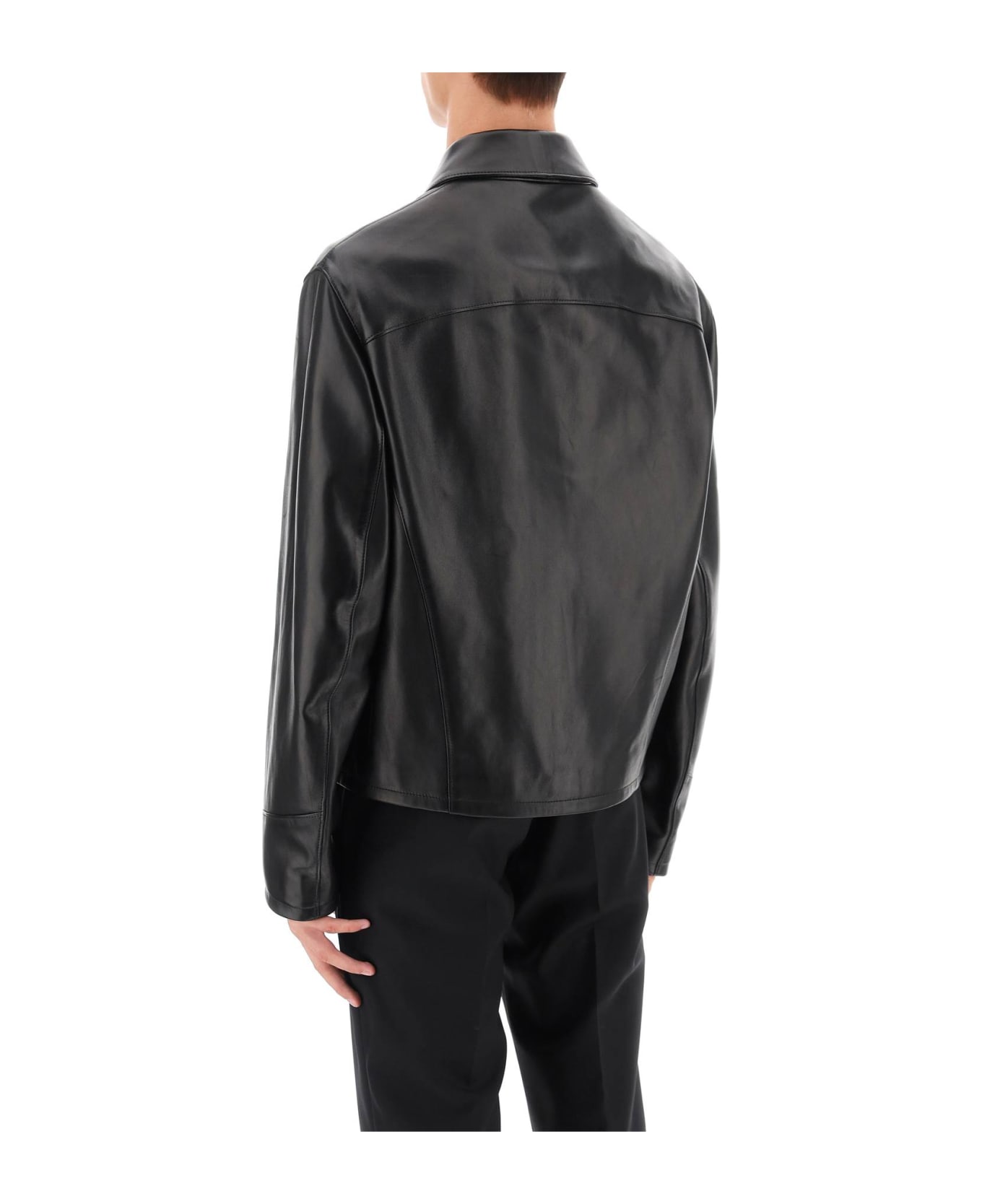 Versace Leather Blouse Jacket - BLACK (Black)