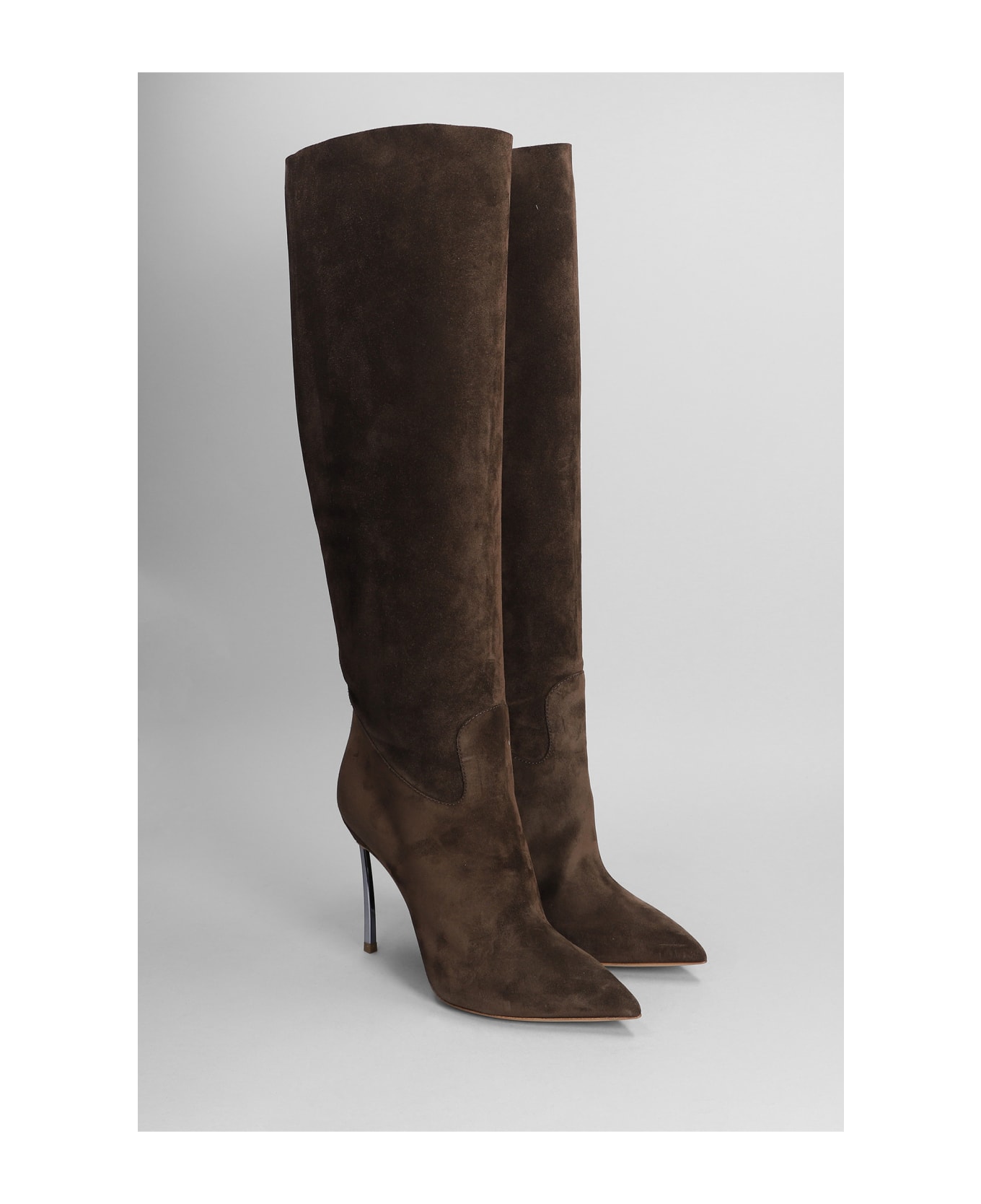 Casadei Blade High Heels Boots In Brown Suede - brown