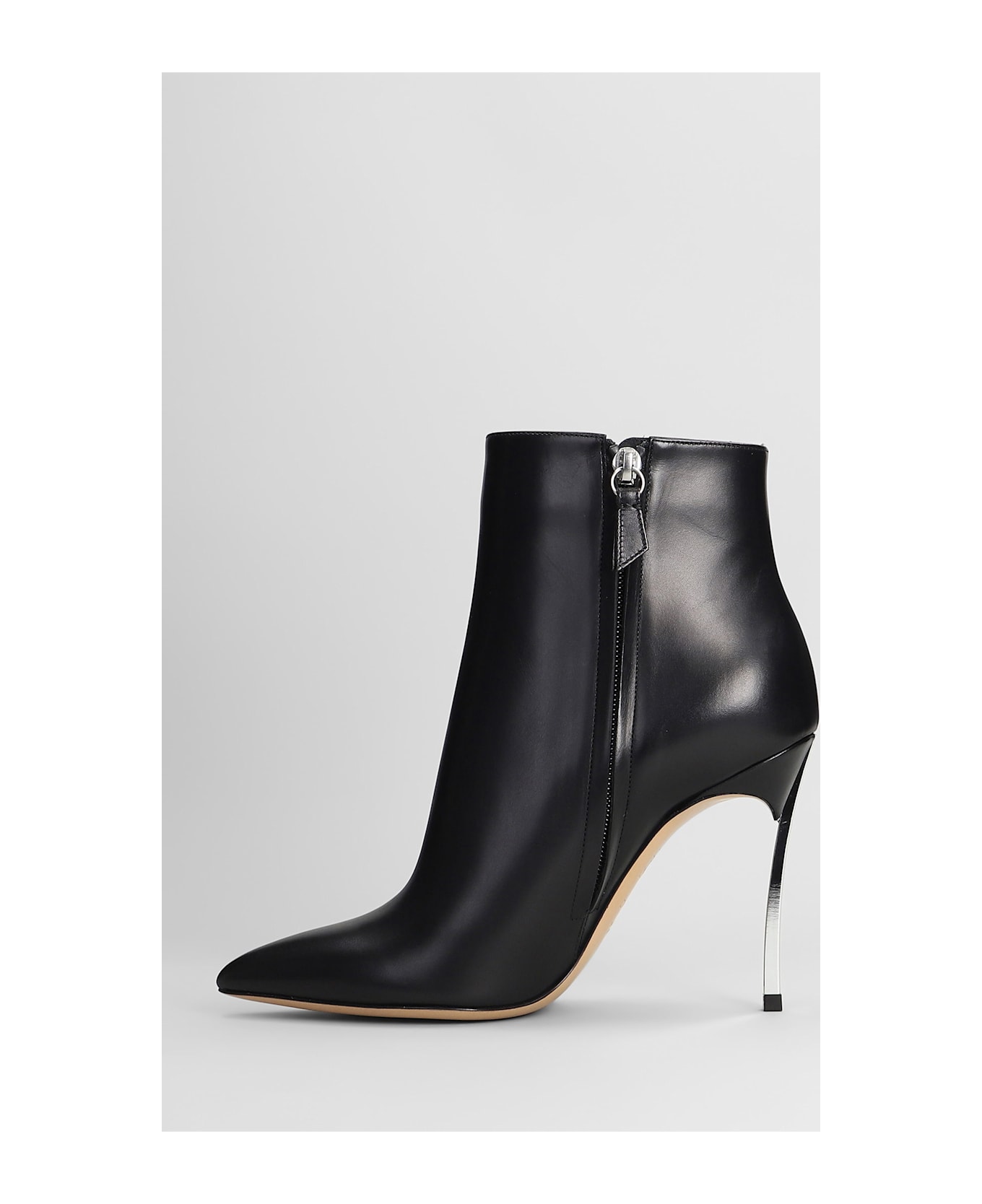Casadei Blade High Heels Ankle Boots In Black Leather - black