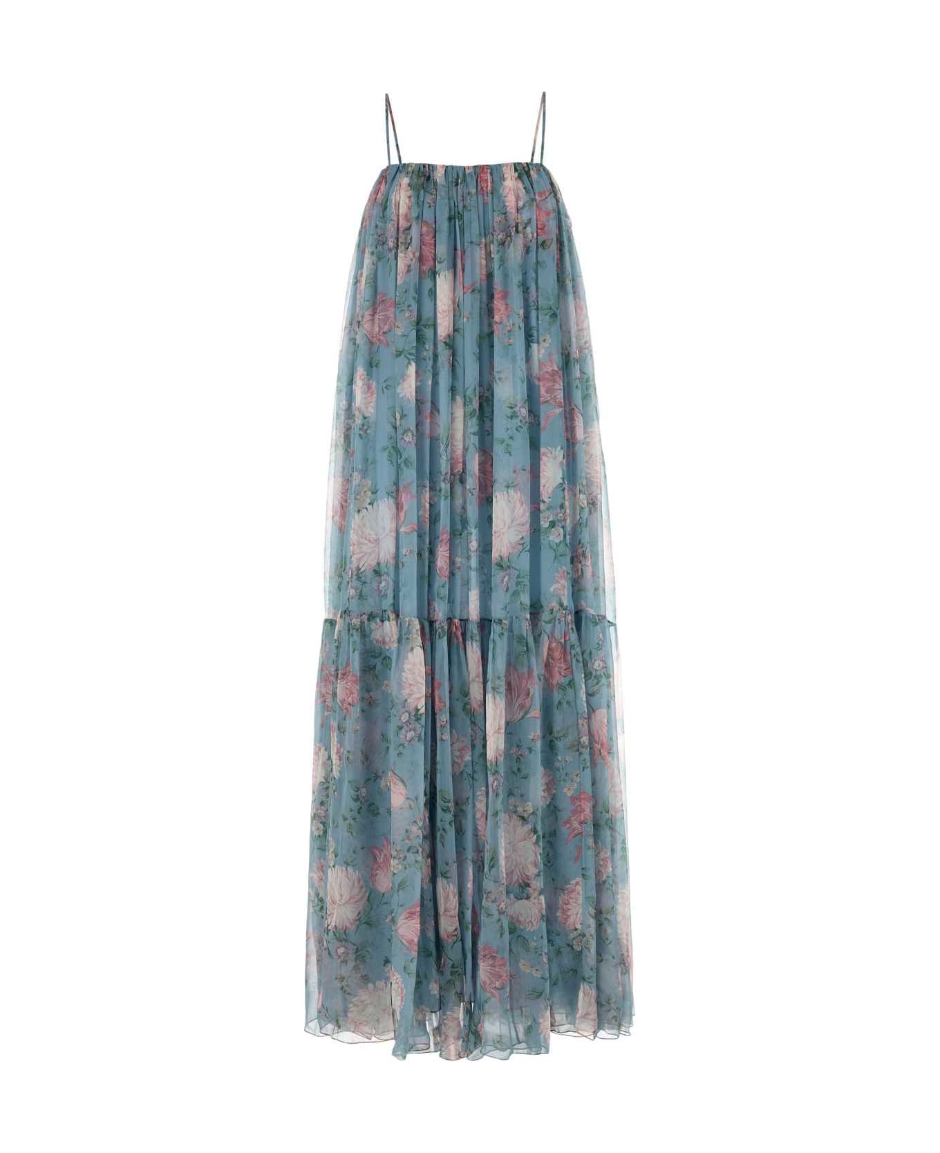 Chloé Printed Muslin Long Dress - GRIZZLEDBLUE