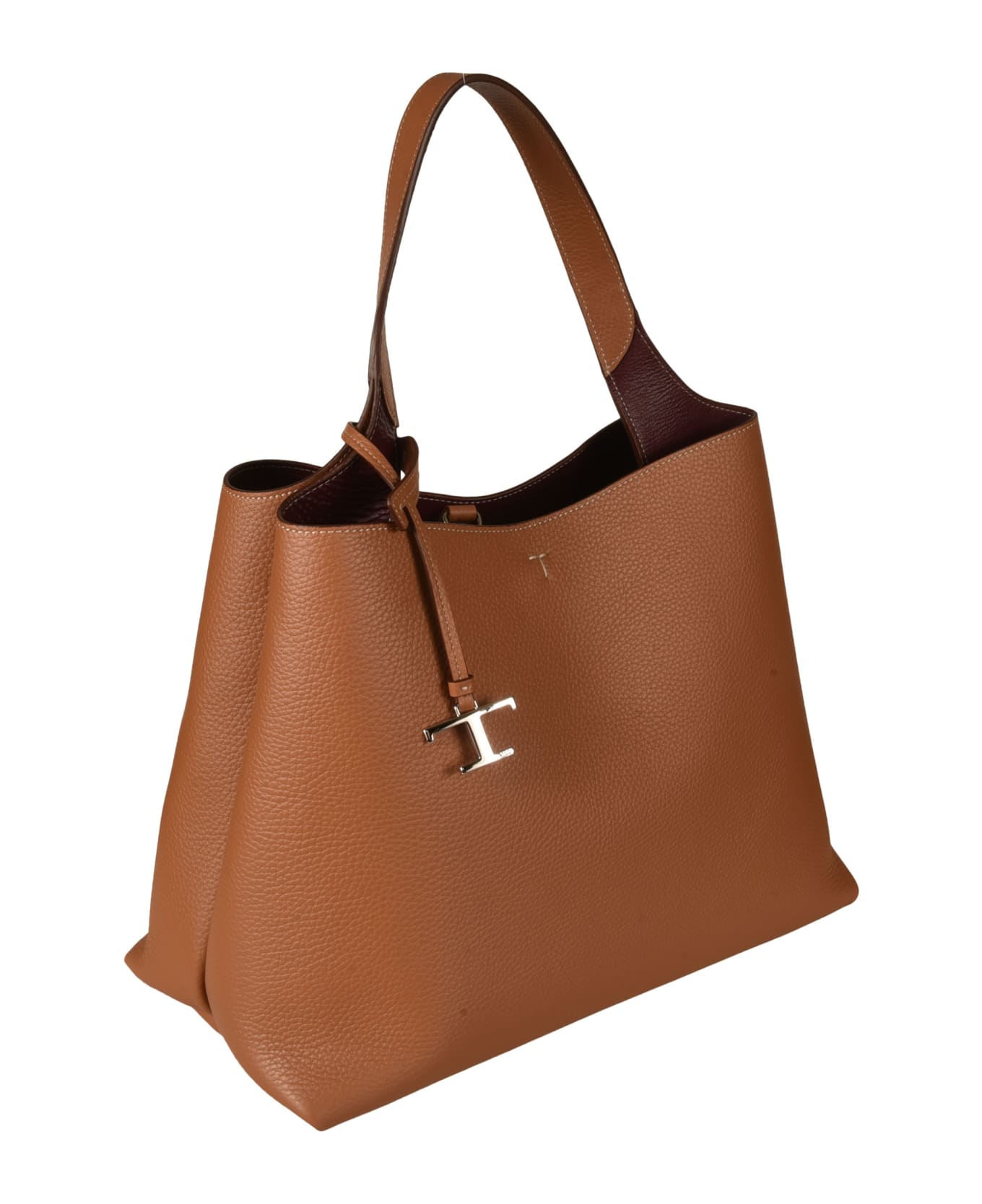 Tod's Timeless Logo Embossed Tote - Bordeaux