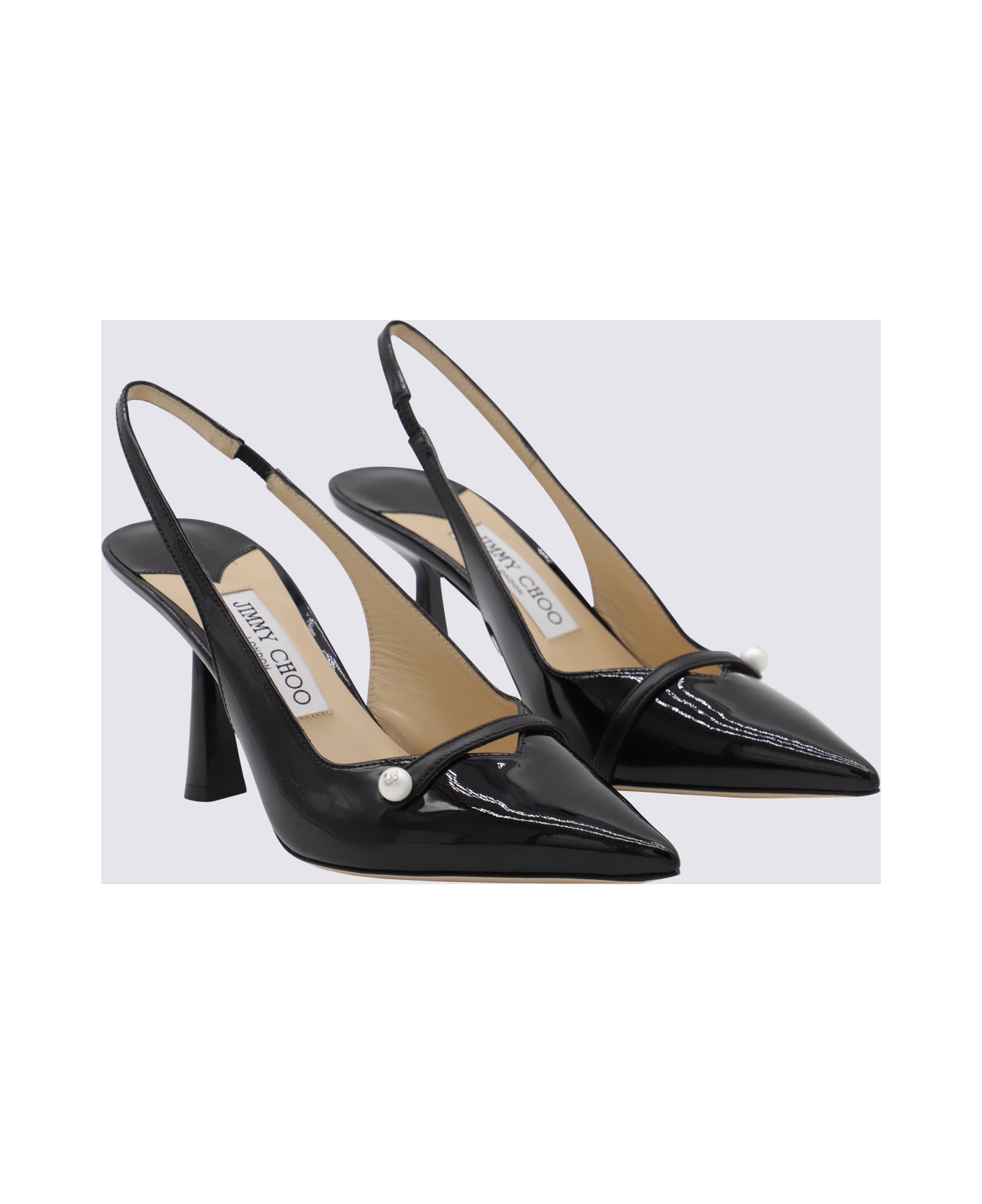 Jimmy Choo Black Leather Amita Pumps - Black