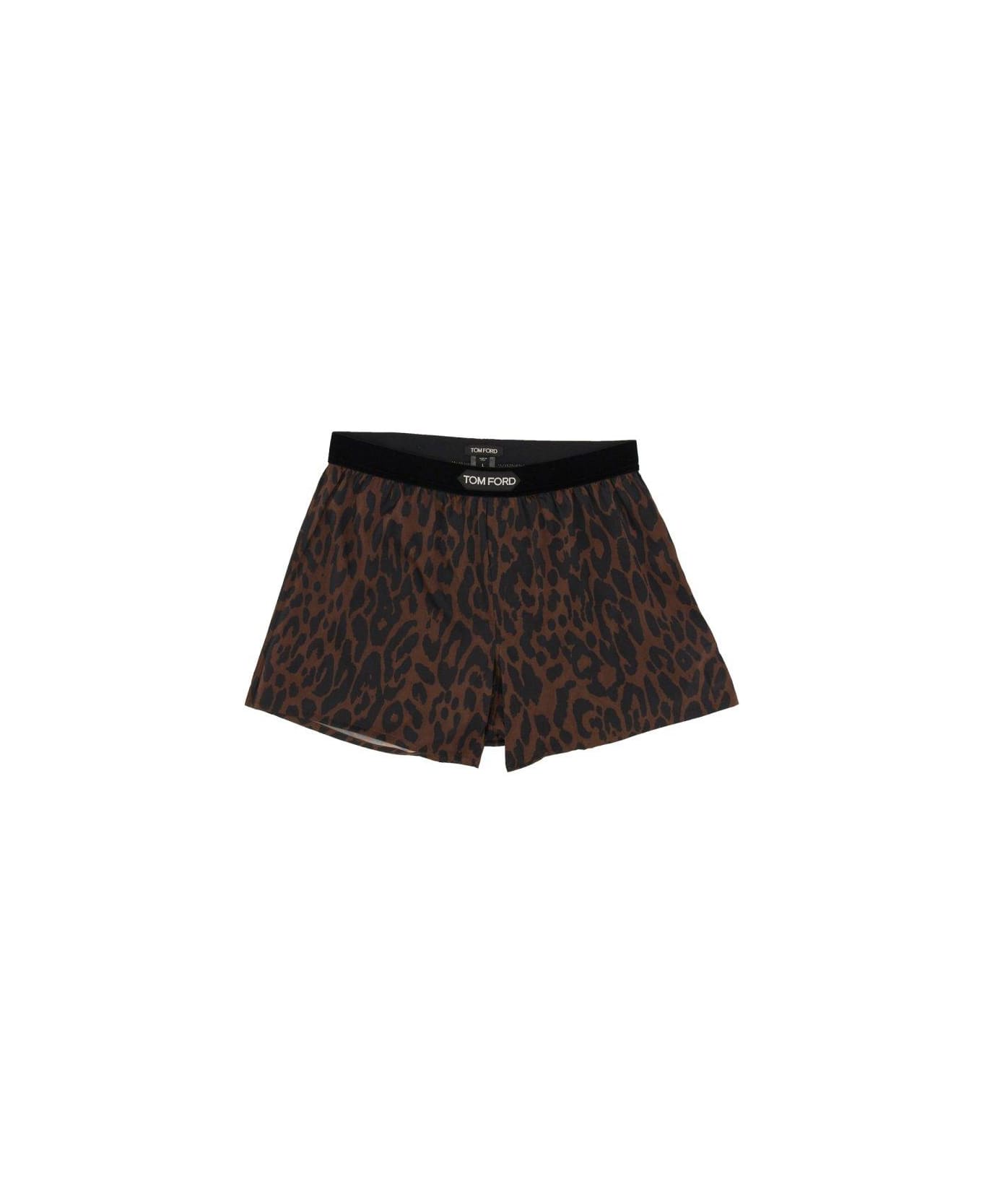 Tom Ford Leopard Printed Logo Waistband Boxers - ANIMALIER