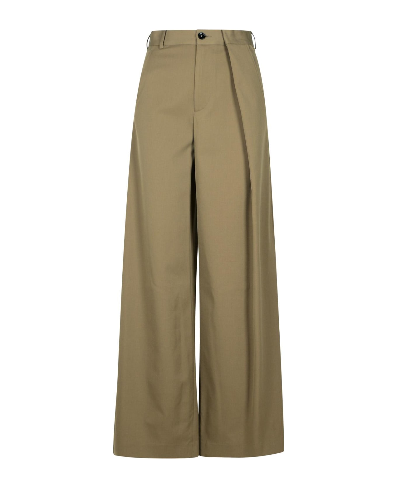 MM6 Maison Margiela Beige Polyester Blend Trousers - Beige