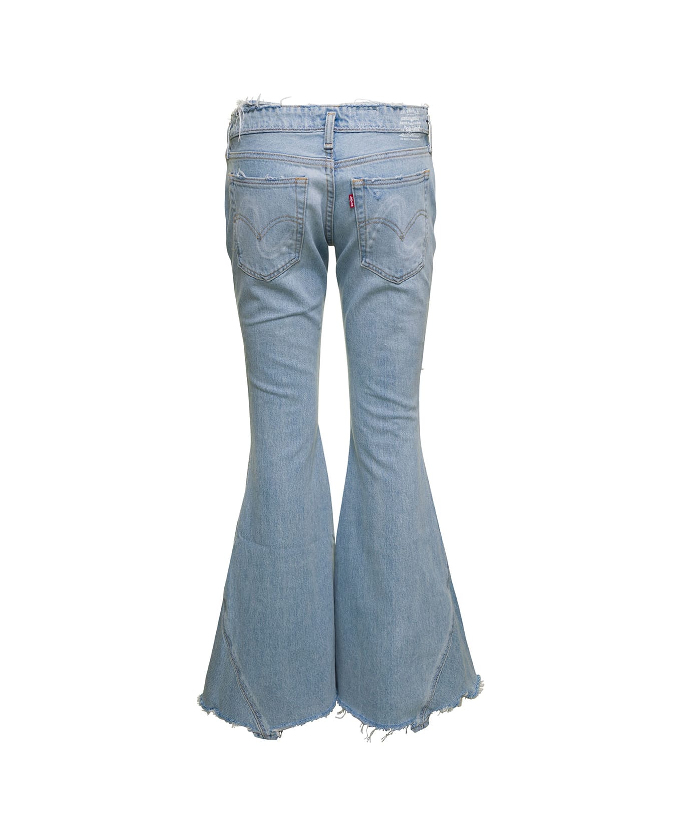 ERL Light Blue Low Waisted Jeans With Rips In Cotton Denim Woman - Blu