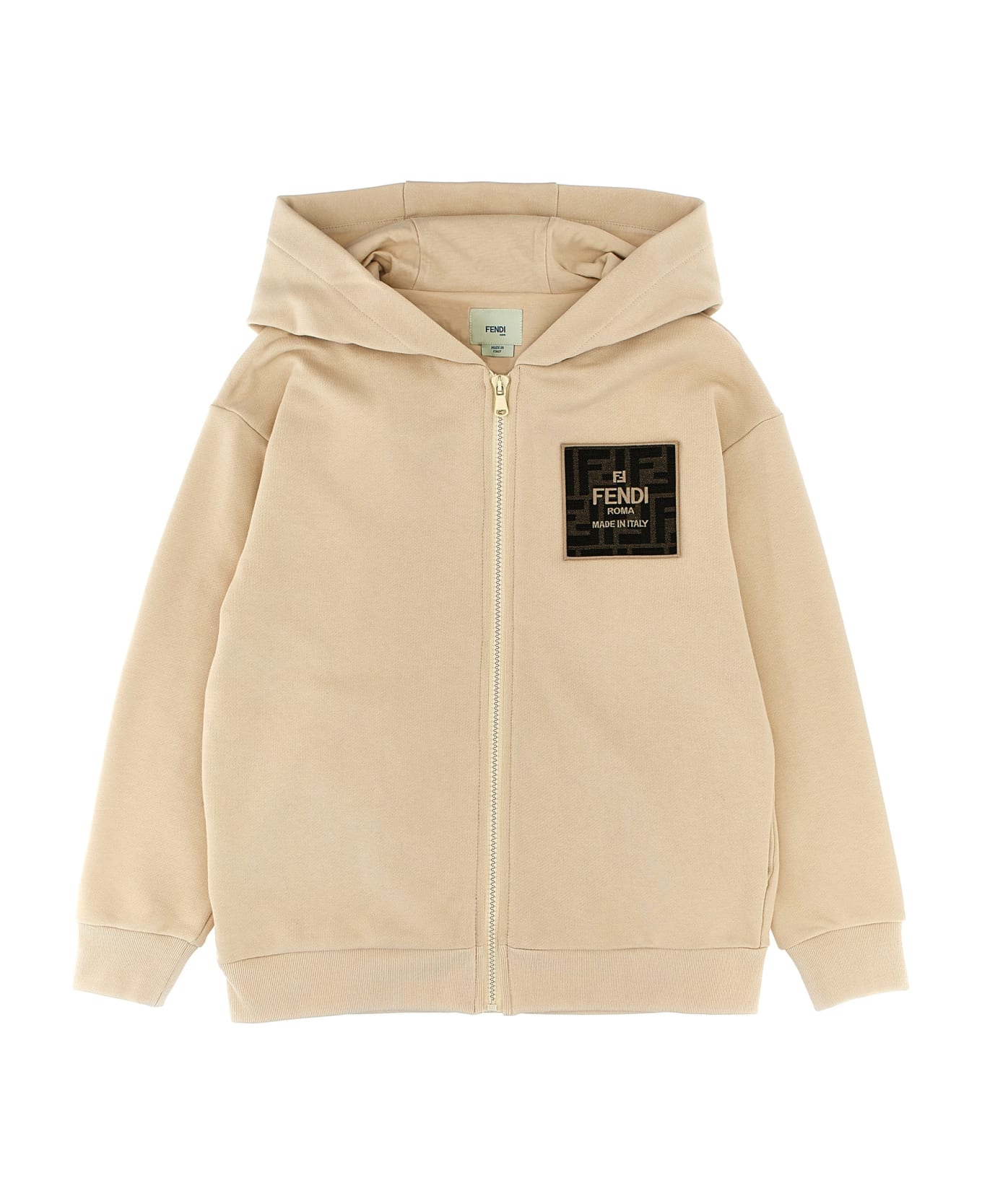 Fendi Logo Patch Hoodie - Beige