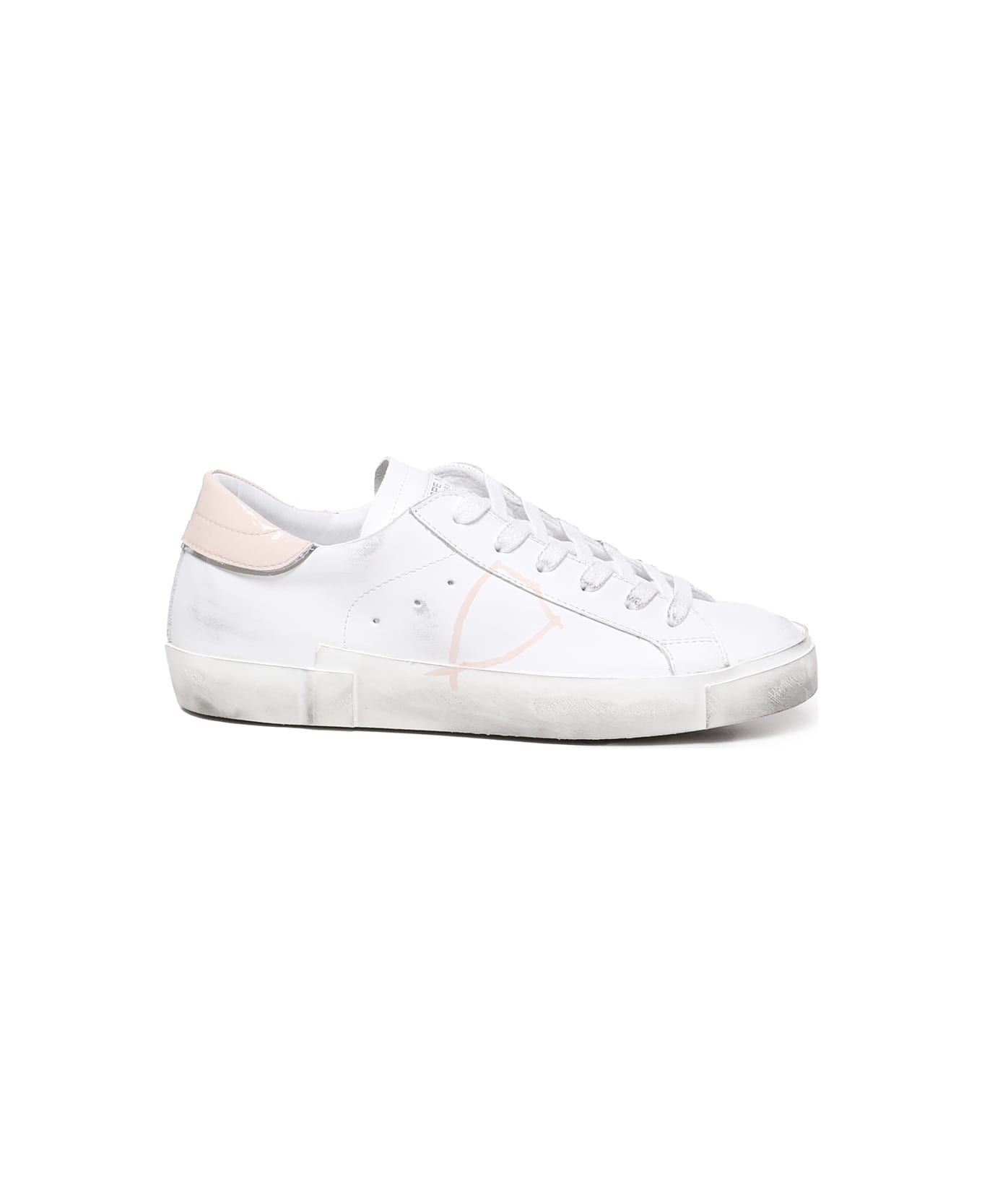 Philippe Model Prsx Casual Leather Sneaker - White, pink スニーカー