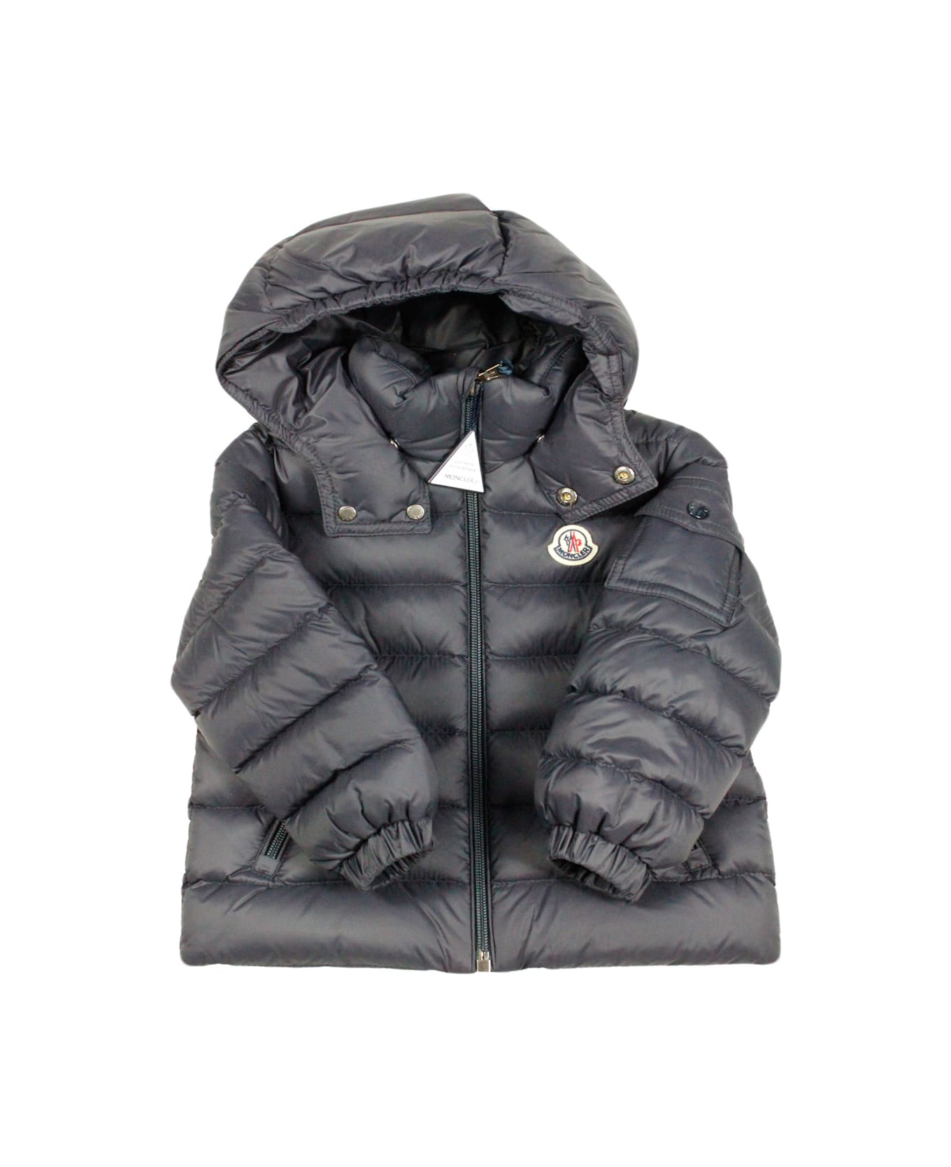 Moncler Jules Down Jacket Filled With Real Goose Down With Detachable Hood And Zip Closure-. - Blu