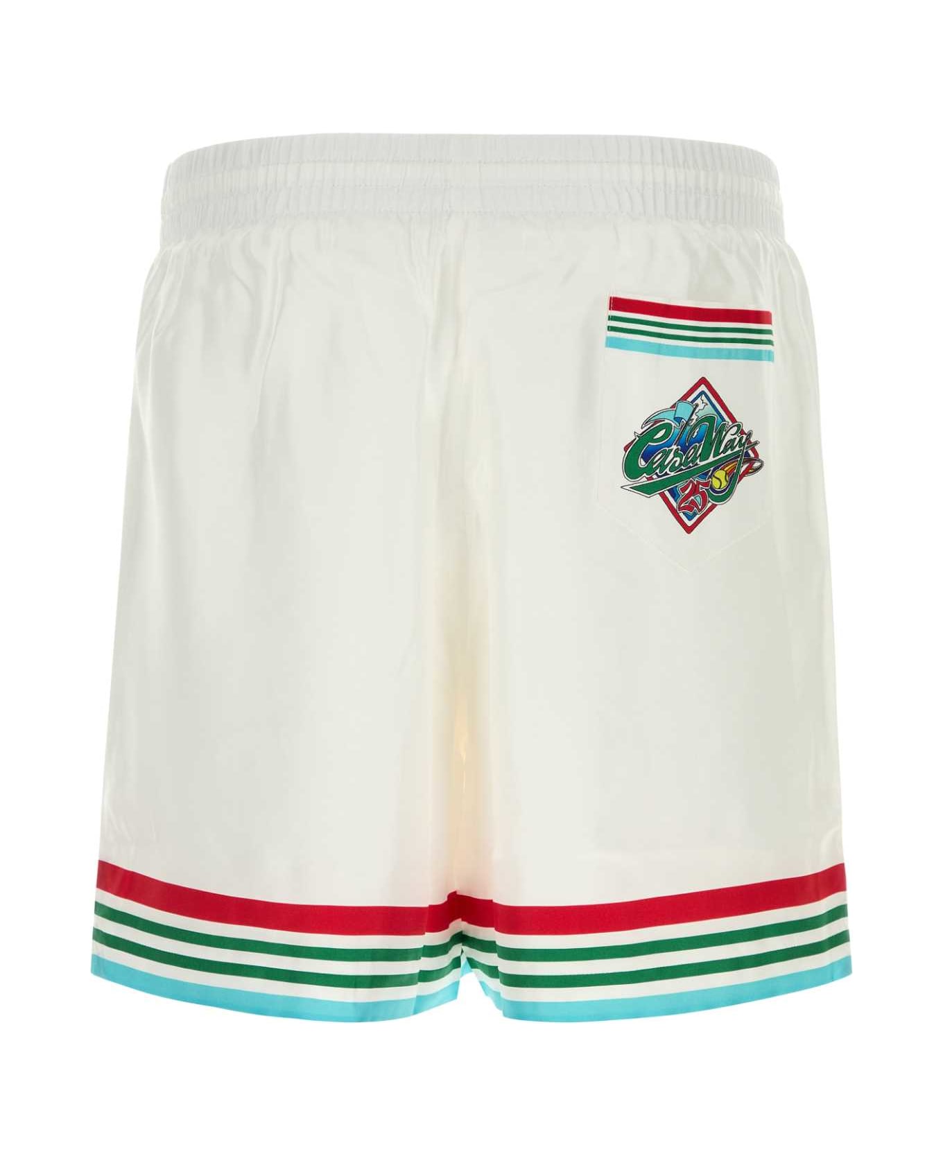 Casablanca White Twill Bermuda Shorts - CASAWAY