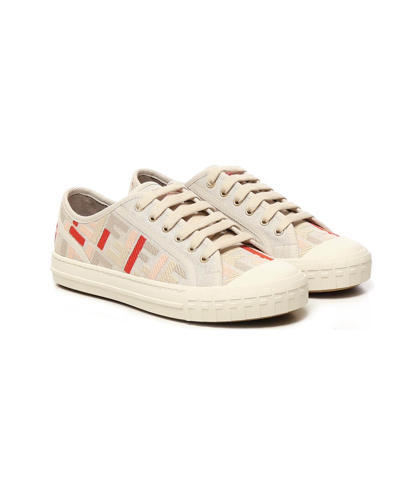 Fendi Domino Low Top Sneakers - Beige