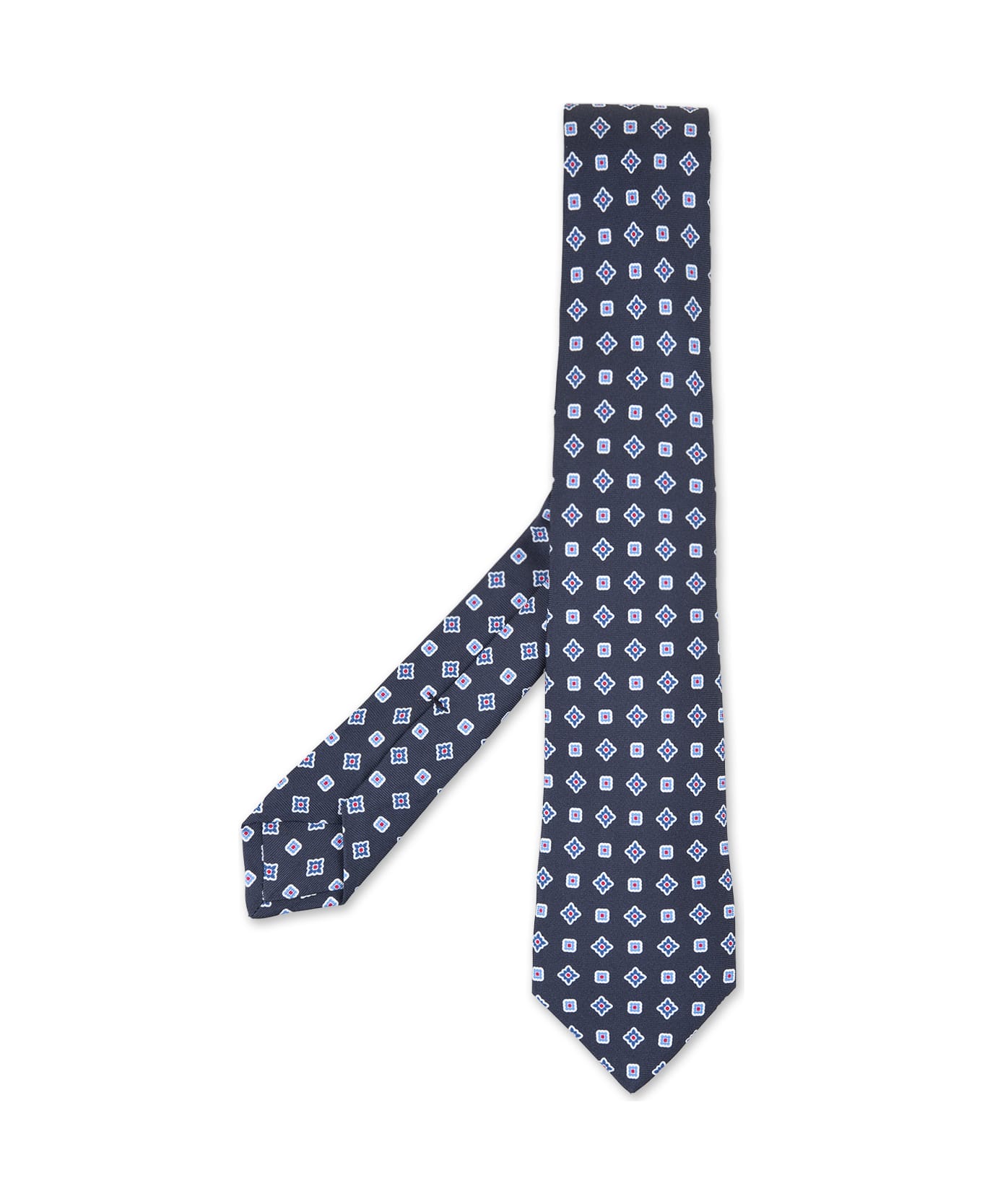Kiton Blue Tie With Geometric Micro Pattern - Blue