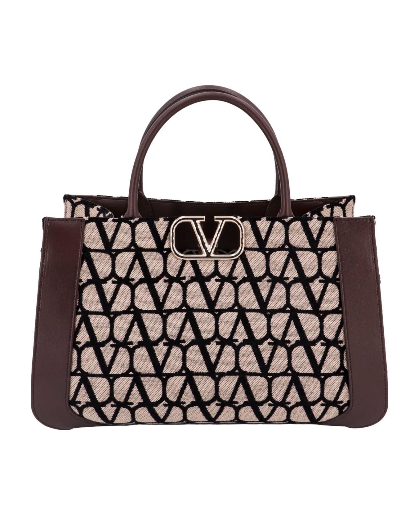 Valentino Vlogo Signature Raffia & Calfskin Tote Bag