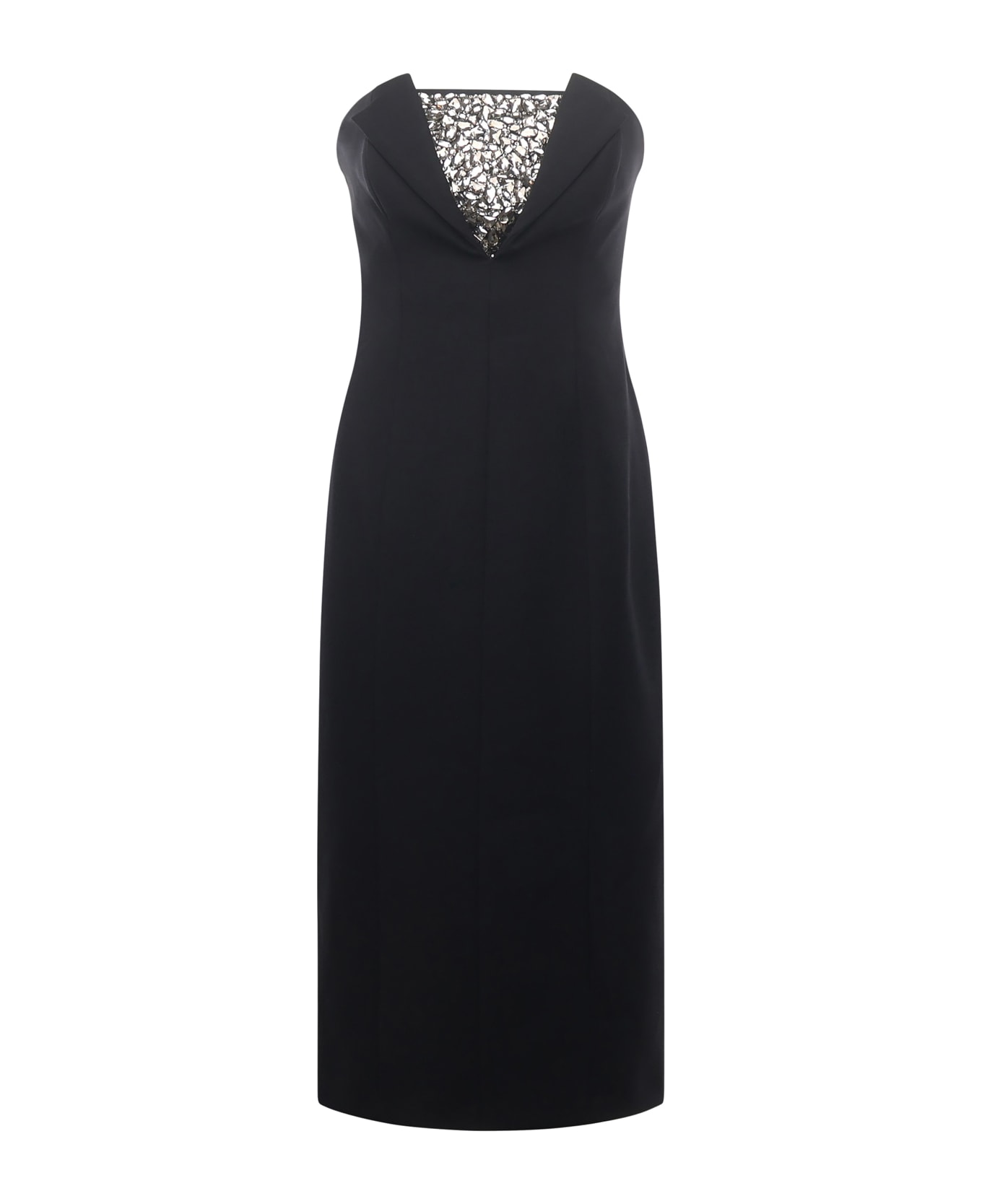 Genny Sheath Dress With Rhinestone Embroidery - Black
