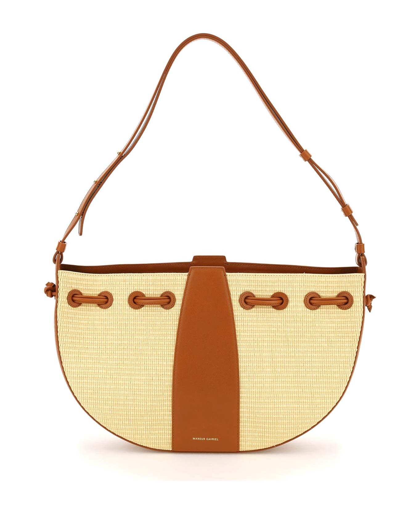 Mansur Gavriel Raffia And Leather Lilium Bag - NATURAL CUOIO (Beige)