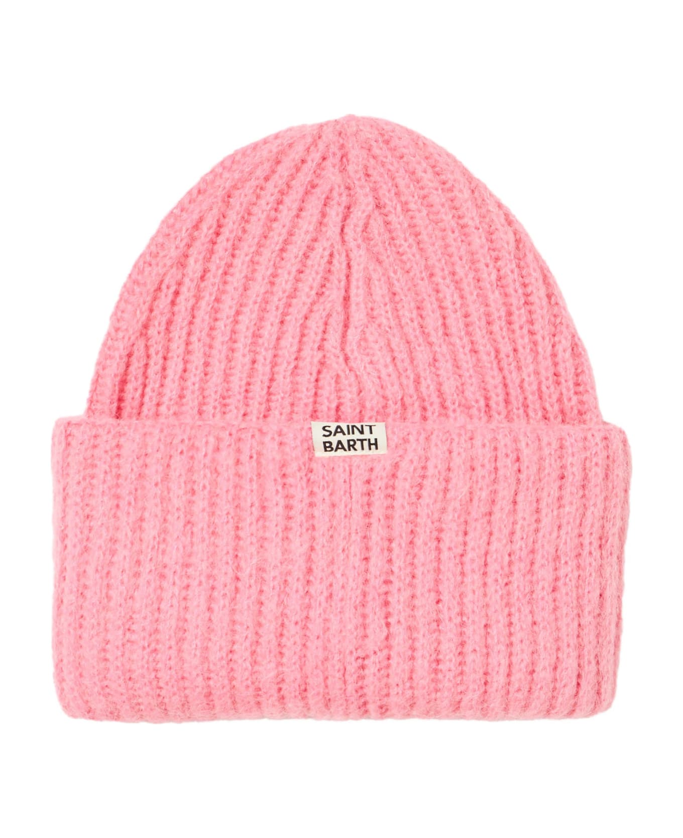 MC2 Saint Barth Woman Brushed And Ultra Soft Beanie With Apres Chic Embroidery - PINK