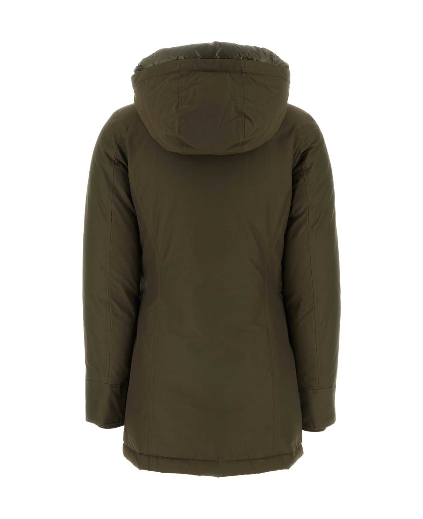 Woolrich Army Green Cotton Down Jacket - DARK GREEN