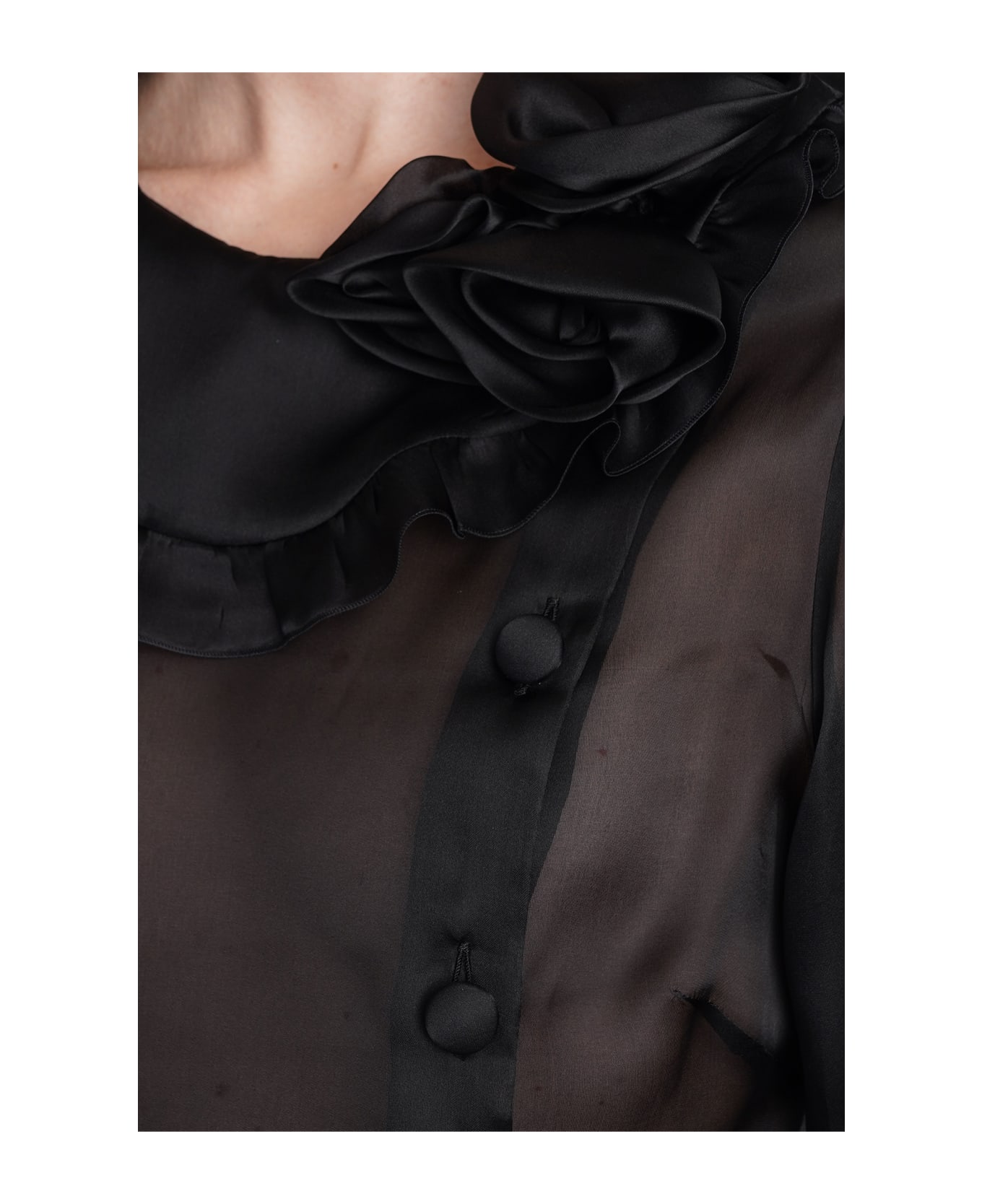 Alessandra Rich Shirt In Black Silk - black ブラウス