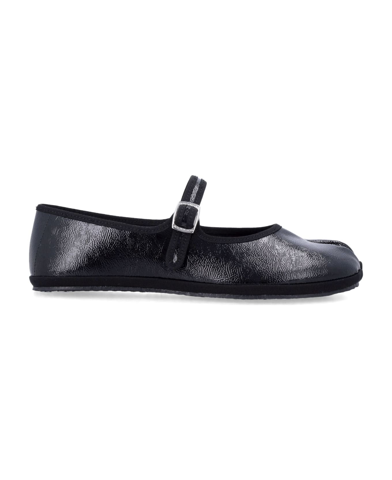 Drogheria Crivellini Fu-tabi Patent Leather Flat Shoes - BLACK