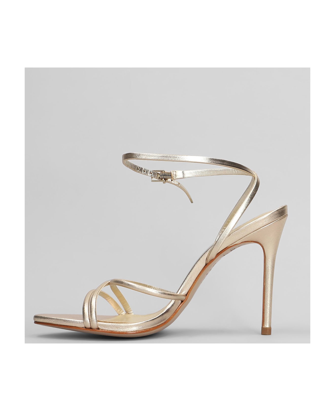 Schutz Sandals In Platinum Leather - platinum