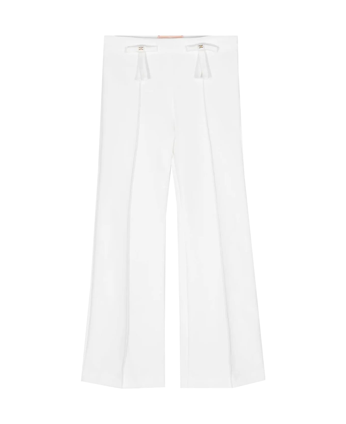 Elisabetta Franchi Flared Pants With Bow - Panna