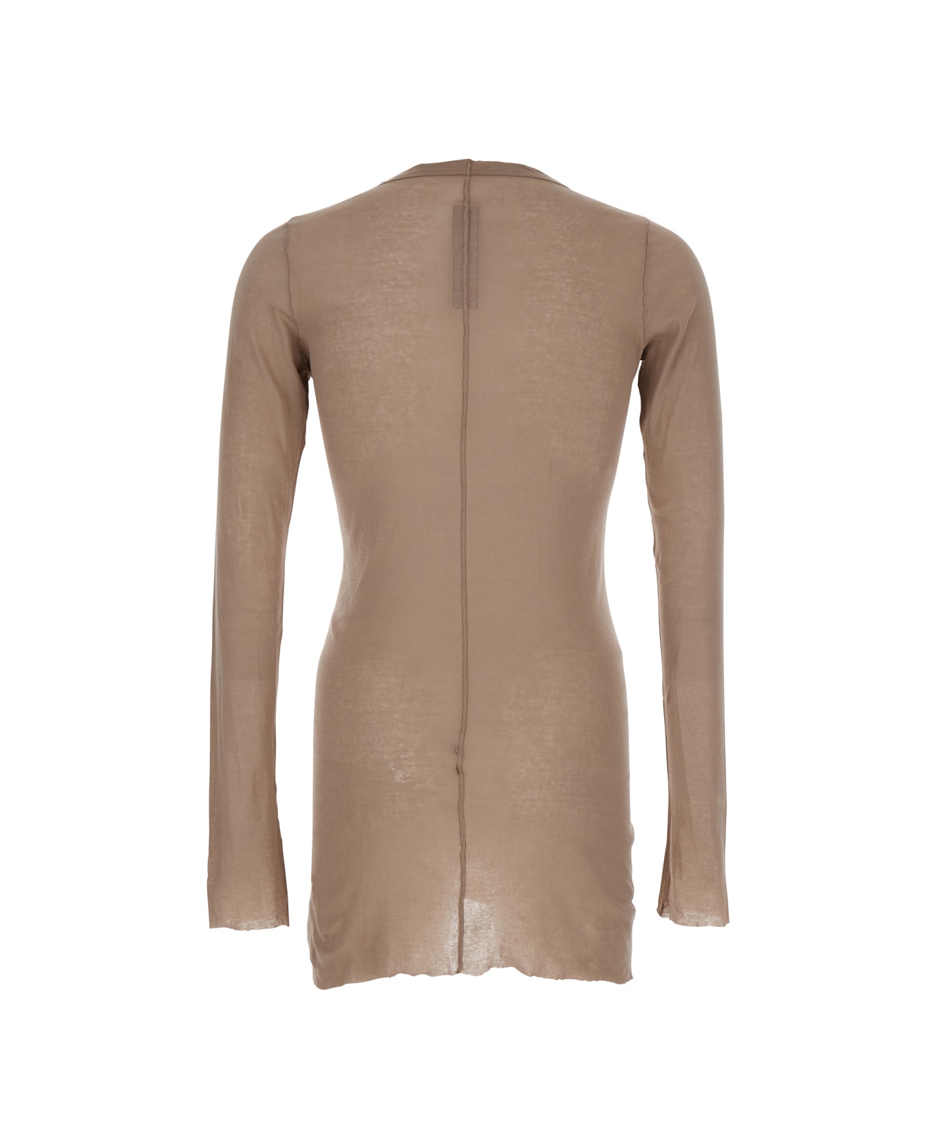 Rick Owens Brown Long-sleeve T-shirt In Viscose And Silk Blend Man - Brown