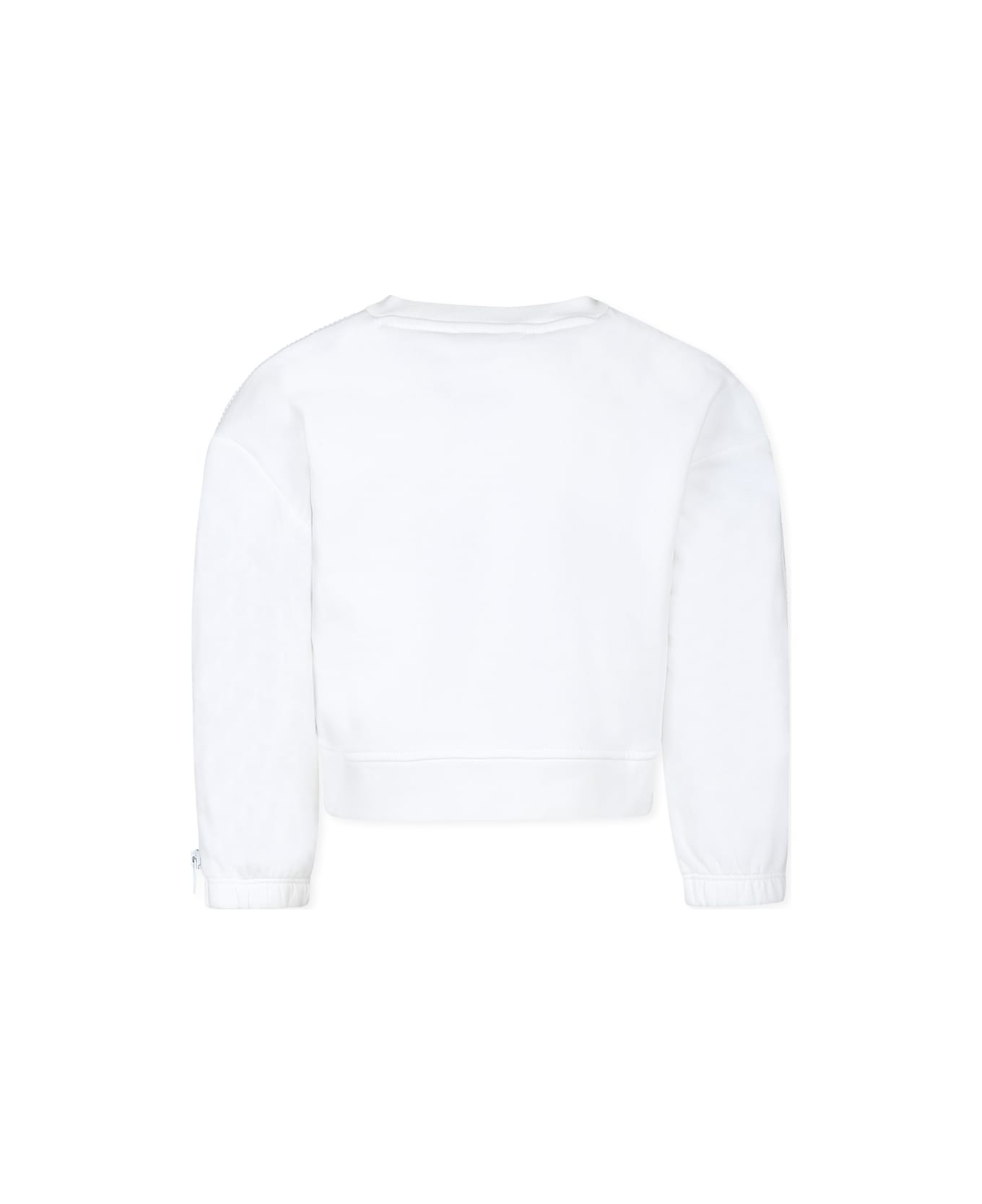 Stella McCartney Kids White Sweatshirt For Girl With Logo - White ニットウェア＆スウェットシャツ