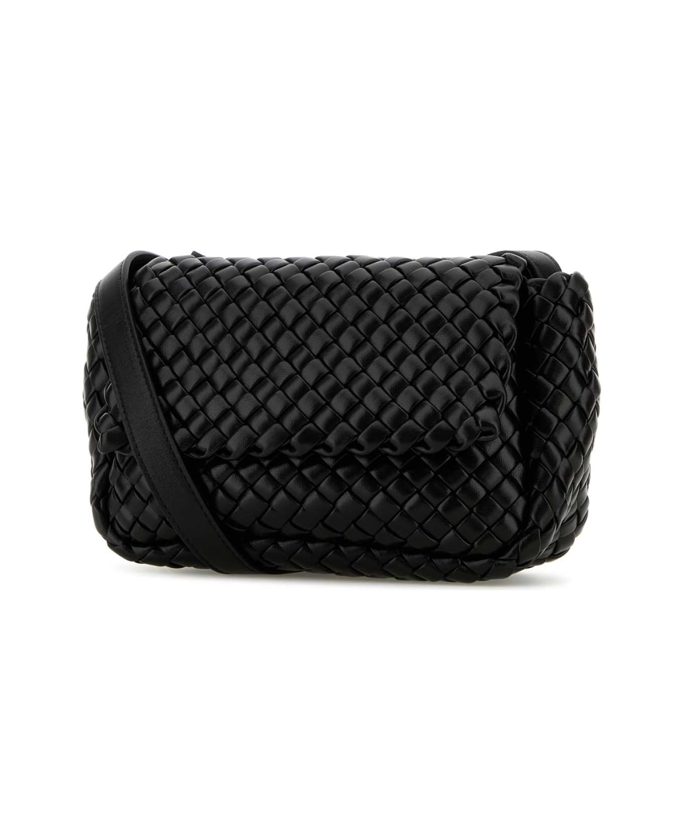 Bottega Veneta Black Leather Crossbody Bag - BLACKGOLDBLACK