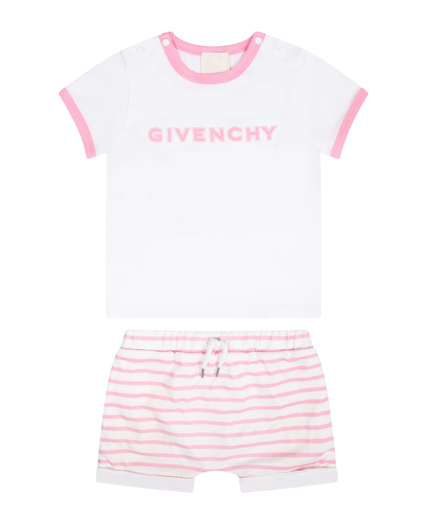 Givenchy Strap Pink Baby Girl Set With Logo - Pink