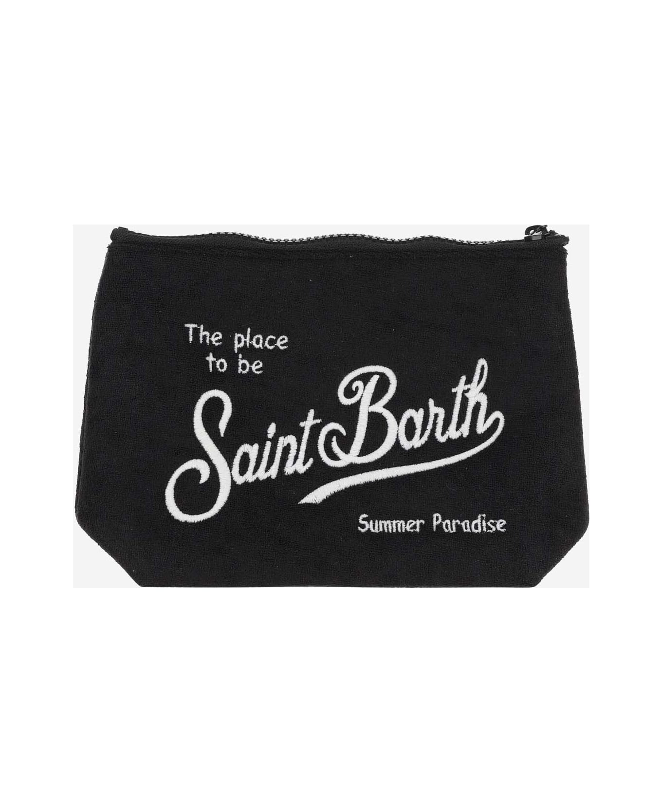 MC2 Saint Barth Fabric Clutch Bag With Logo - Black