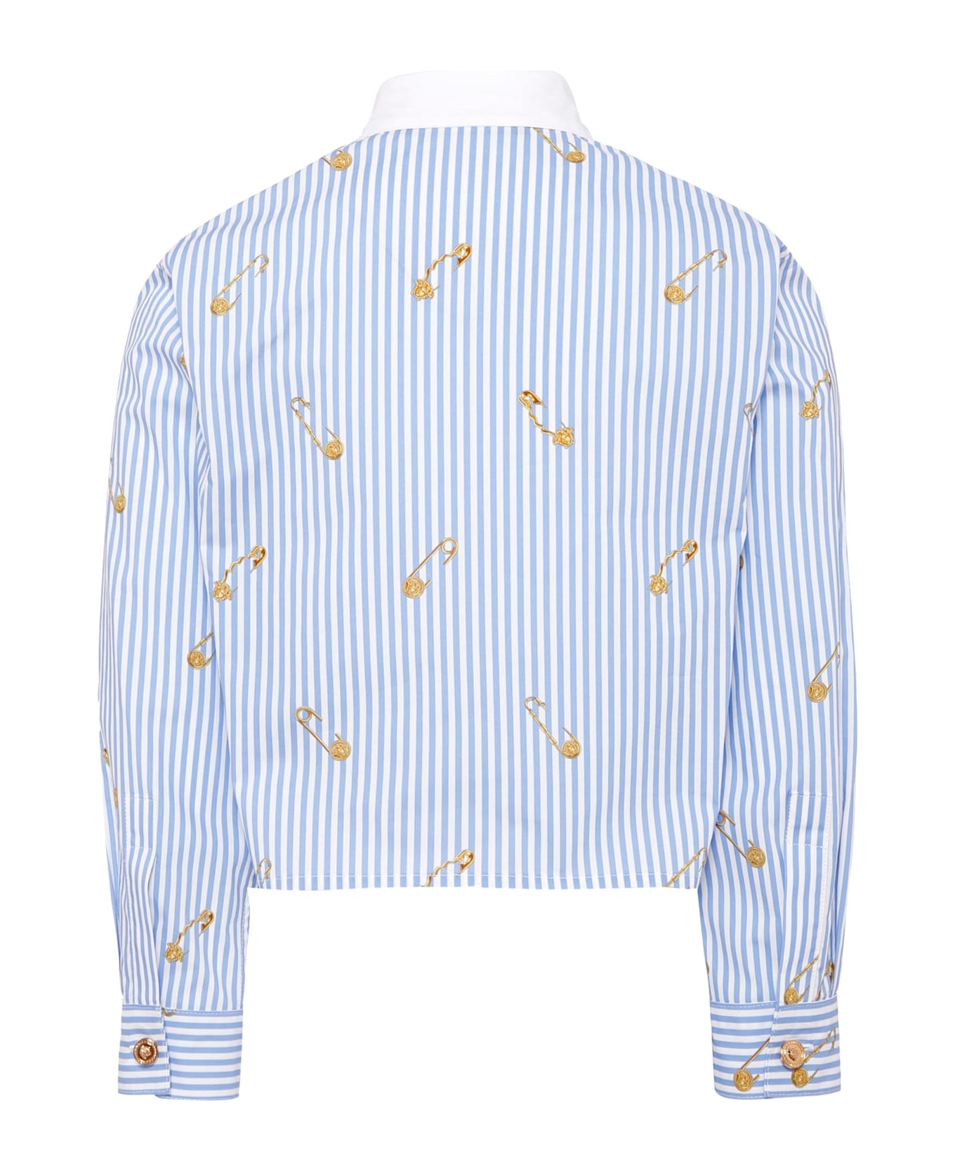 Versace Light Blue Shirt For Girl Withsafety Pin - Light Blue
