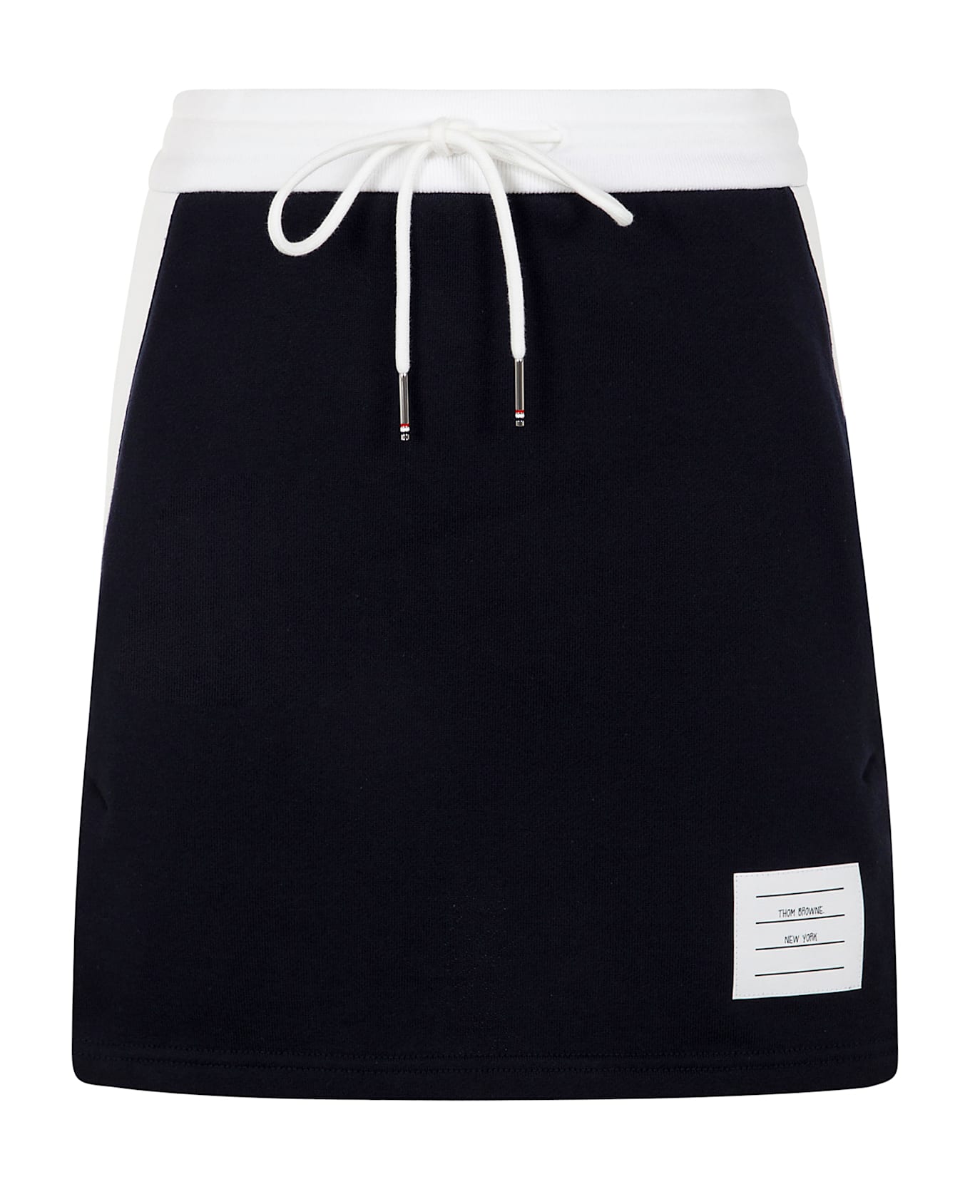 Thom Browne Mini Skirt W/ Engineered 4 Bar In Blocked Classic Solid Classic Loopback Jersey - Navy
