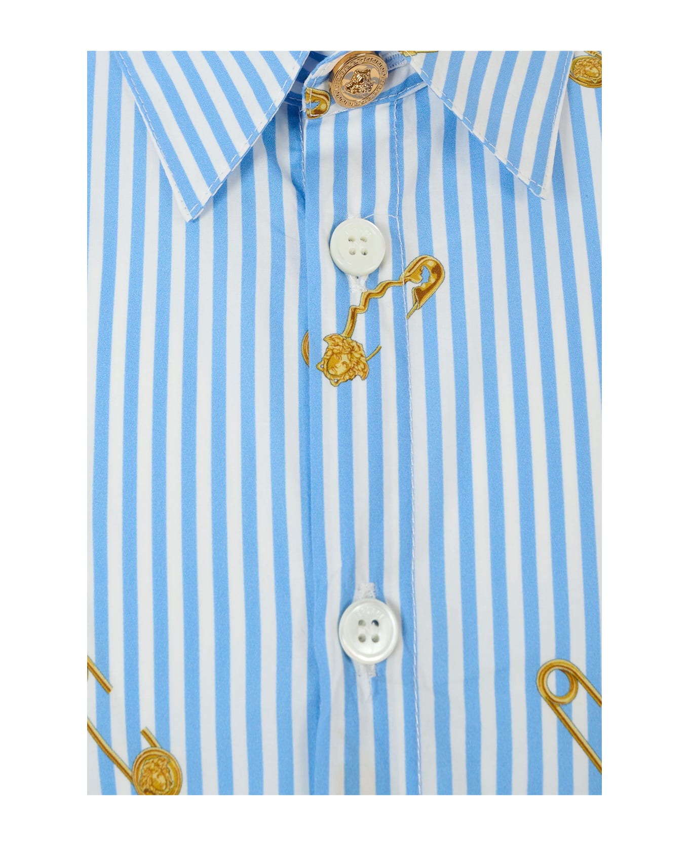 Versace Light Blue Shirt For Boy With Safety Pins - Light Blue