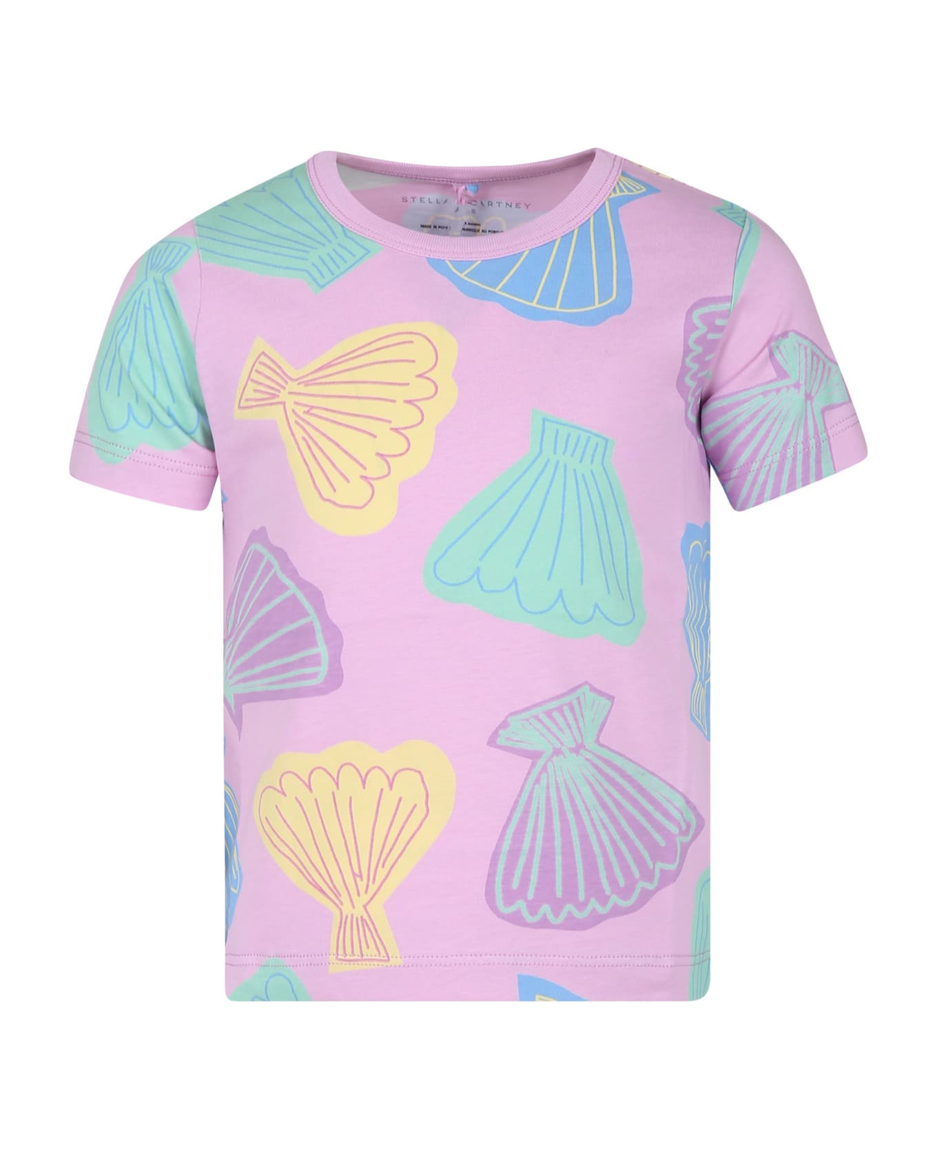 Stella McCartney Kids Pink T-shirt For Girl With Shell Print - Pink