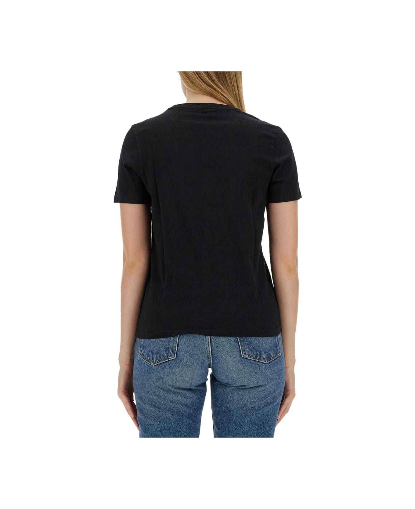 Maison Kitsuné T-shirt With Fox Patch - BLACK