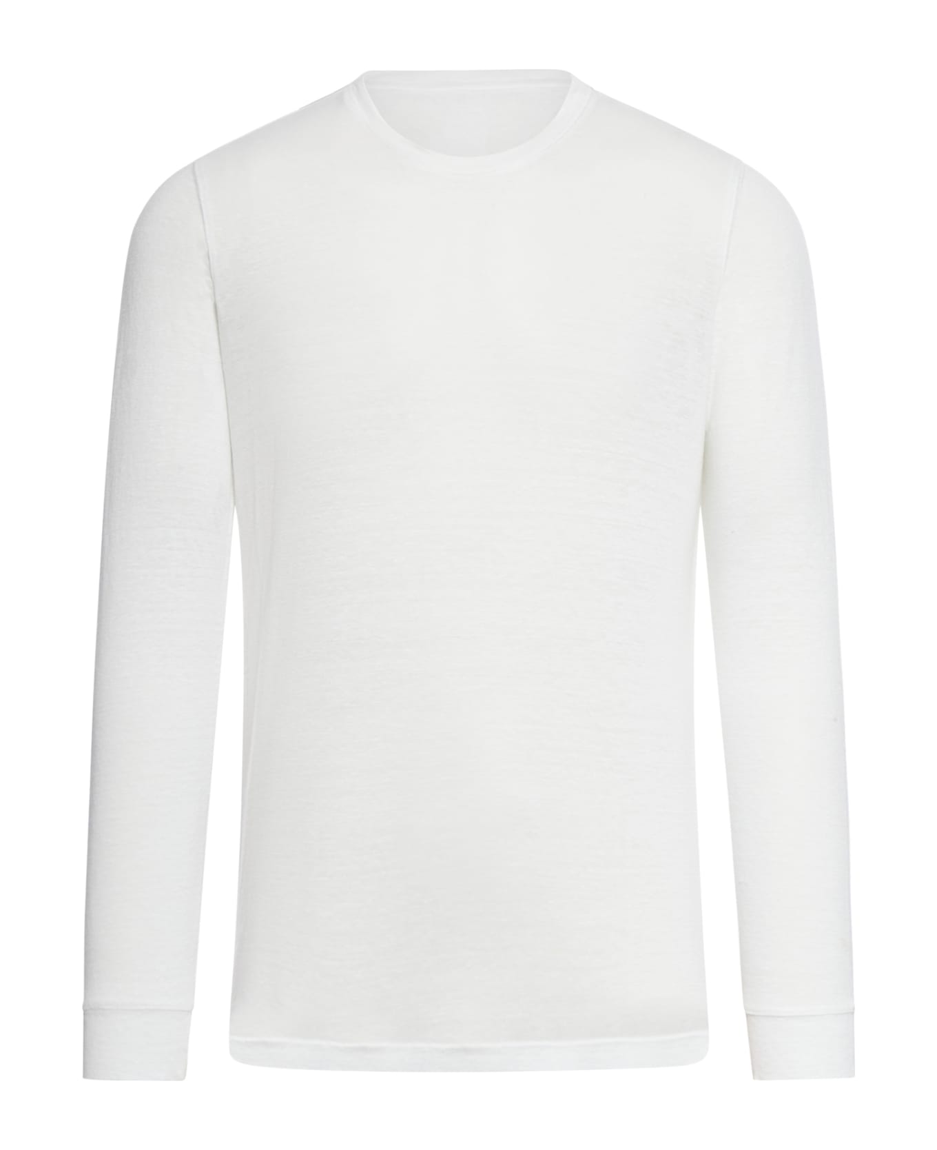 120% Lino Long Sleeve Men Tshirt - R White Solid