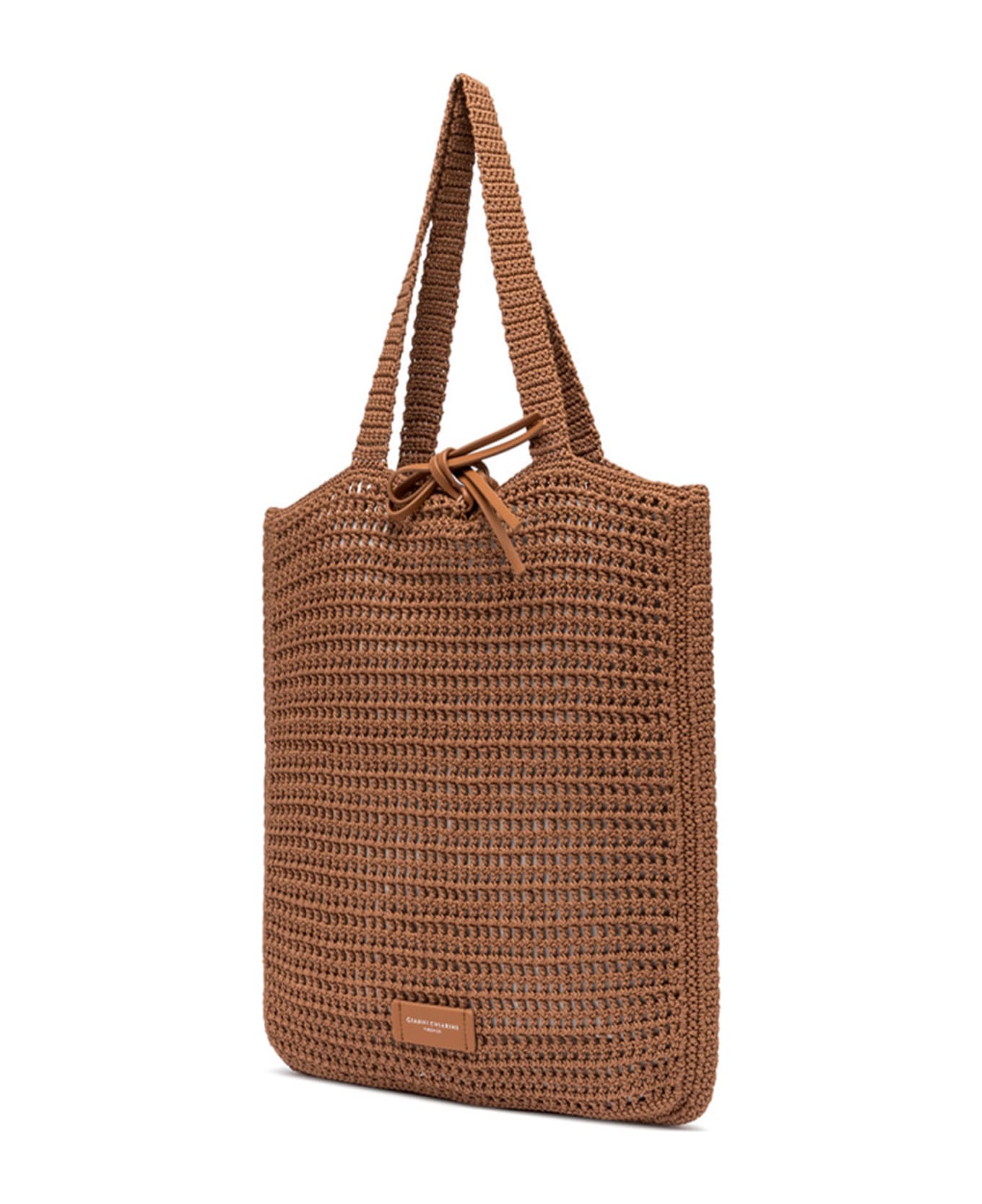 Gianni Chiarini Vittoria Leather Shopping Bag In Crochet Fabric - COPPER