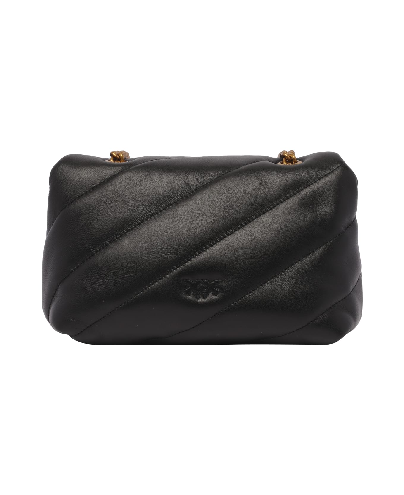 Pinko Love Puffer Mini Shoulder Bag - Q Nero Antique Gold