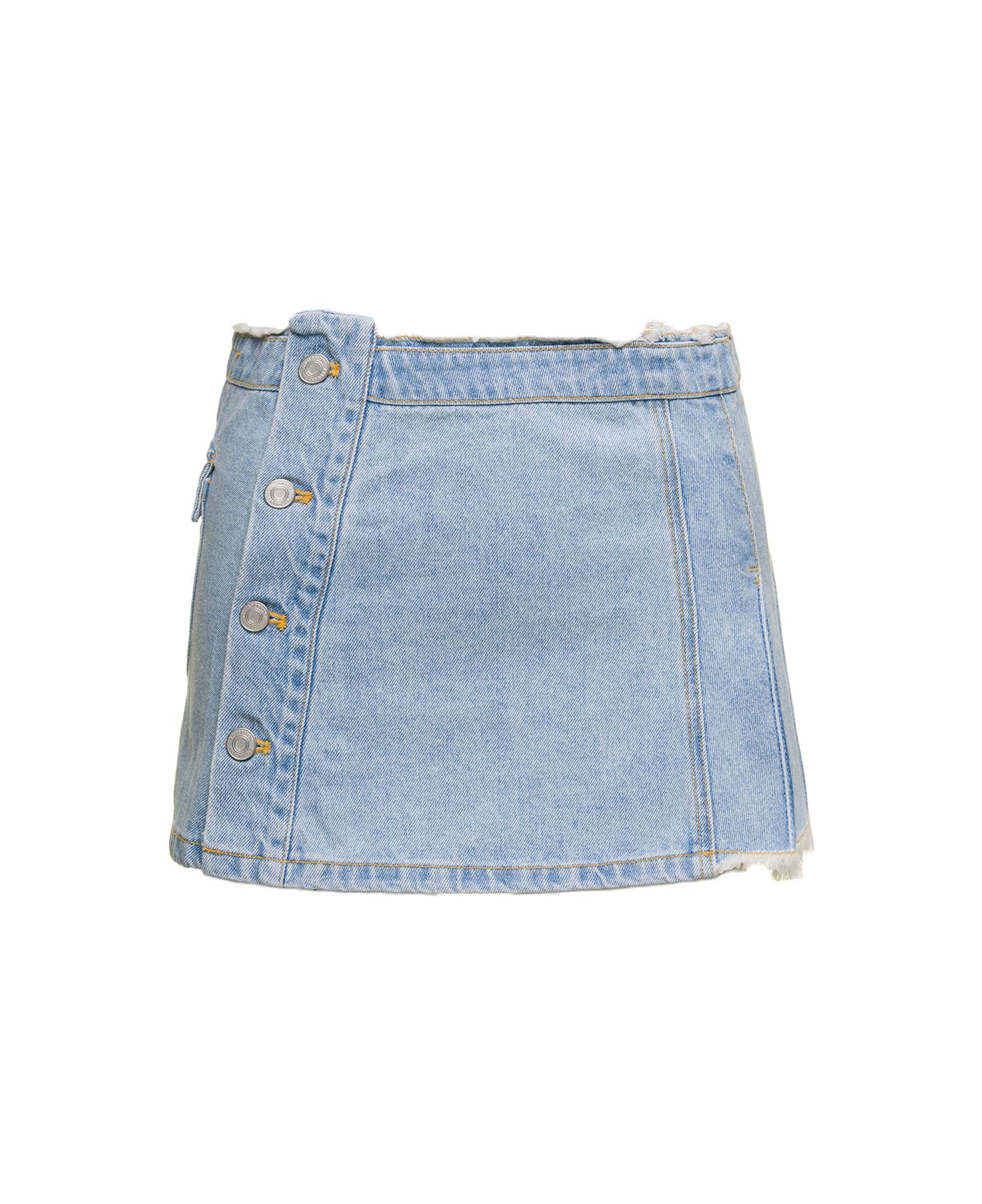 Andersson Bell Blue Denim Pleated Miniskirt In Cotton Woman - Light blue