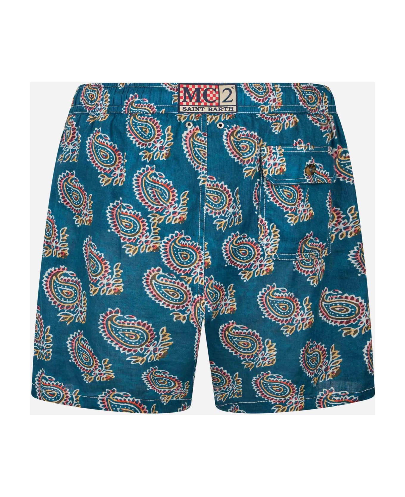 MC2 Saint Barth Man Mid-length Linen Swim-shorts Gustavia With - BLUE NAVY