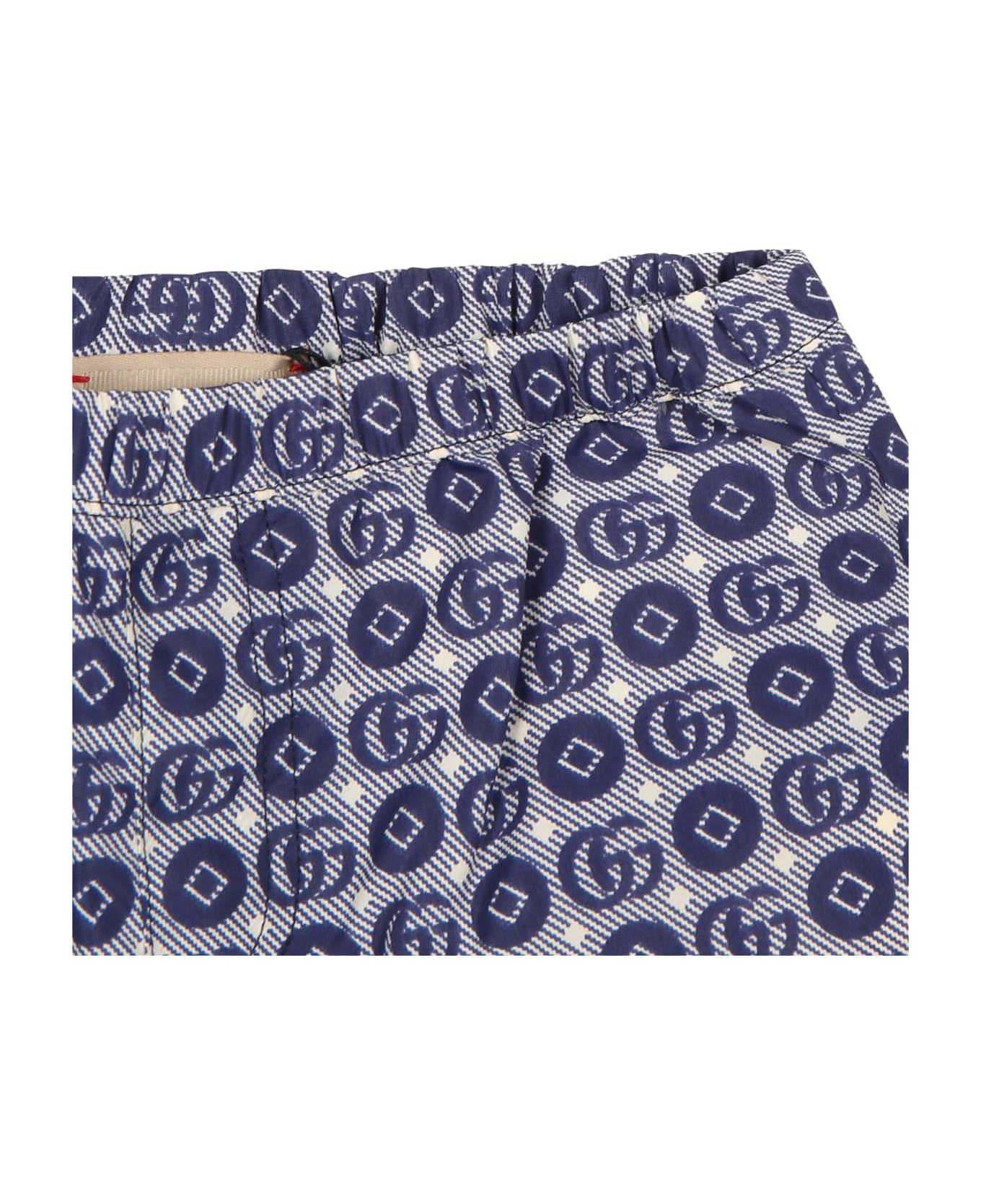Gucci Blue Swim Shorts For Baby Boy With Double G - Blue