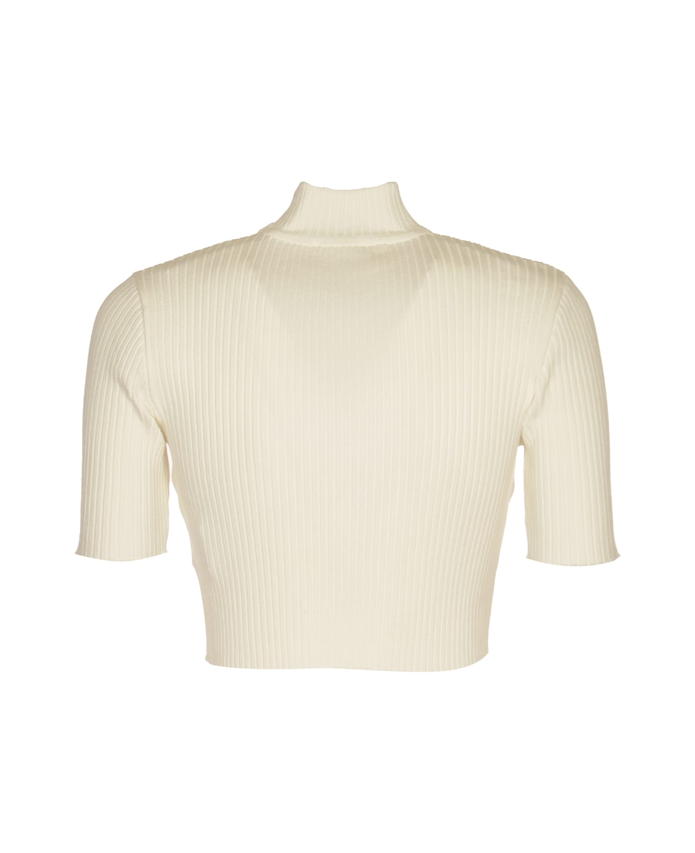 Courrèges Mockneck Rib Knit Pullover - Heritage White ニットウェア